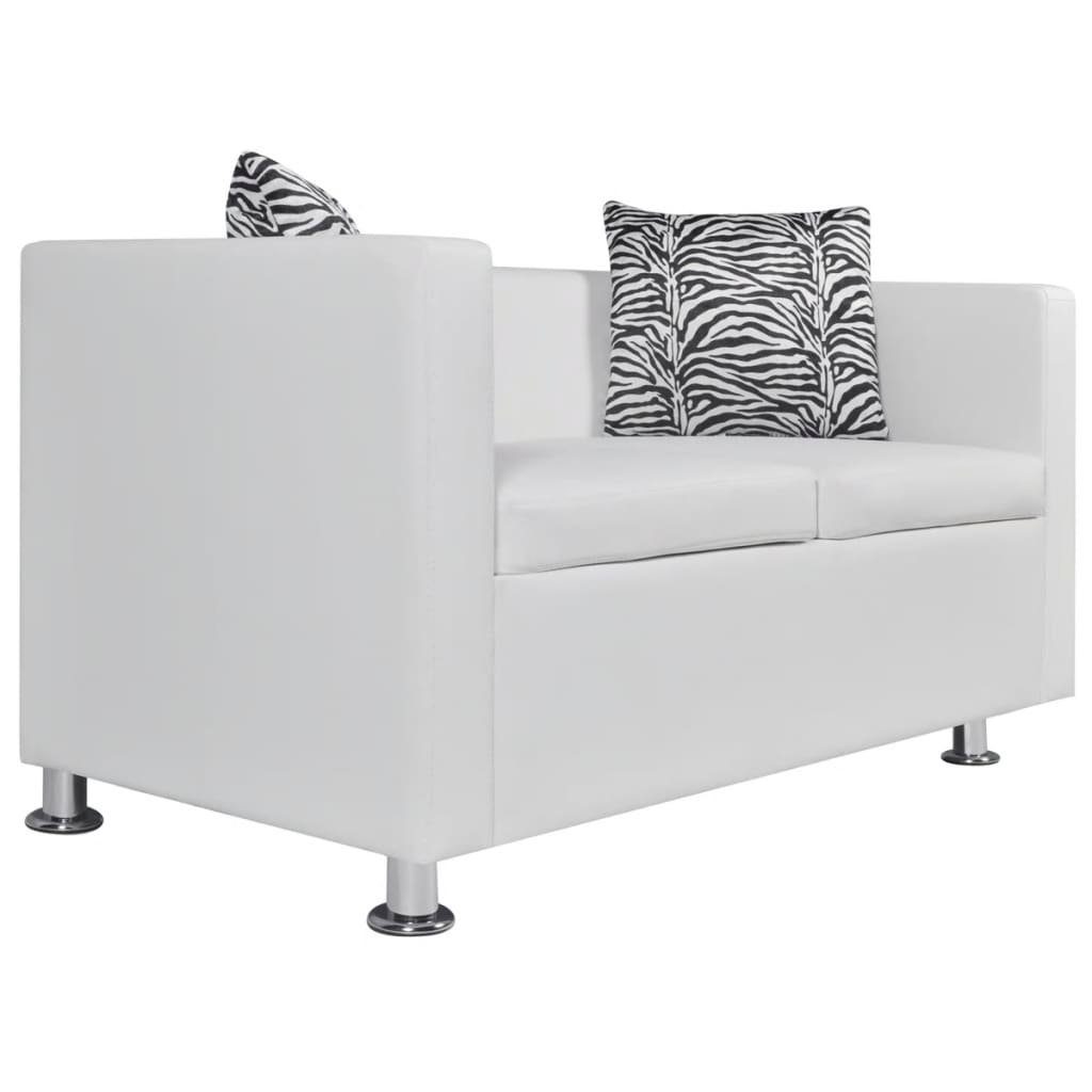 furnicato 2-Sitzer 2-Sitzer-Sofa Kunstleder Weiß