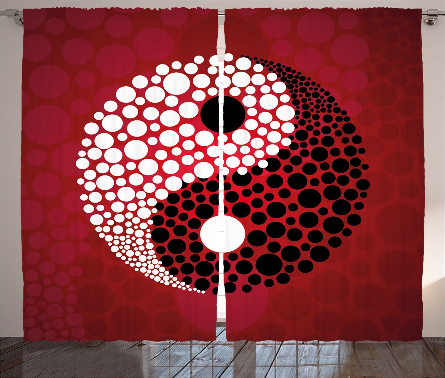 Schlafzimmer und Abakuhaus, Gardine Schlaufen Sign Yang Ying mit Kräuselband Abstrakt Haken, Cosmos Vorhang