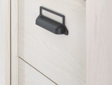 Furn.Design Lowboard Stove (TV Unterschrank in Pinie weiß Landhaus, 201 x 61 cm), mit Schiebetüren, Scheunentorbeschlag