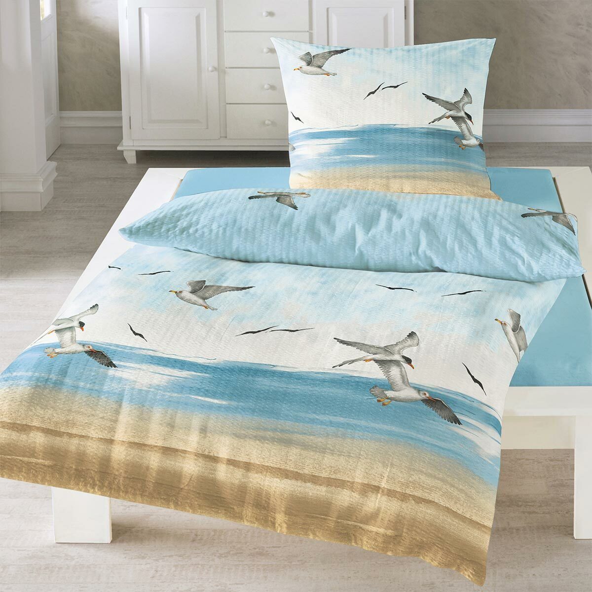 TRAUMSCHLAF Bettwäsche Seemöwen, Seersucker, 3 teilig, bügelfreie Seersucke günstig online kaufen