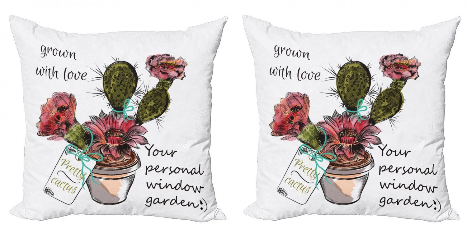 (2 Abakuhaus Digitaldruck, Fenster Garten Accent Stück), Modern Kissenbezüge Doppelseitiger Kaktus Tropical