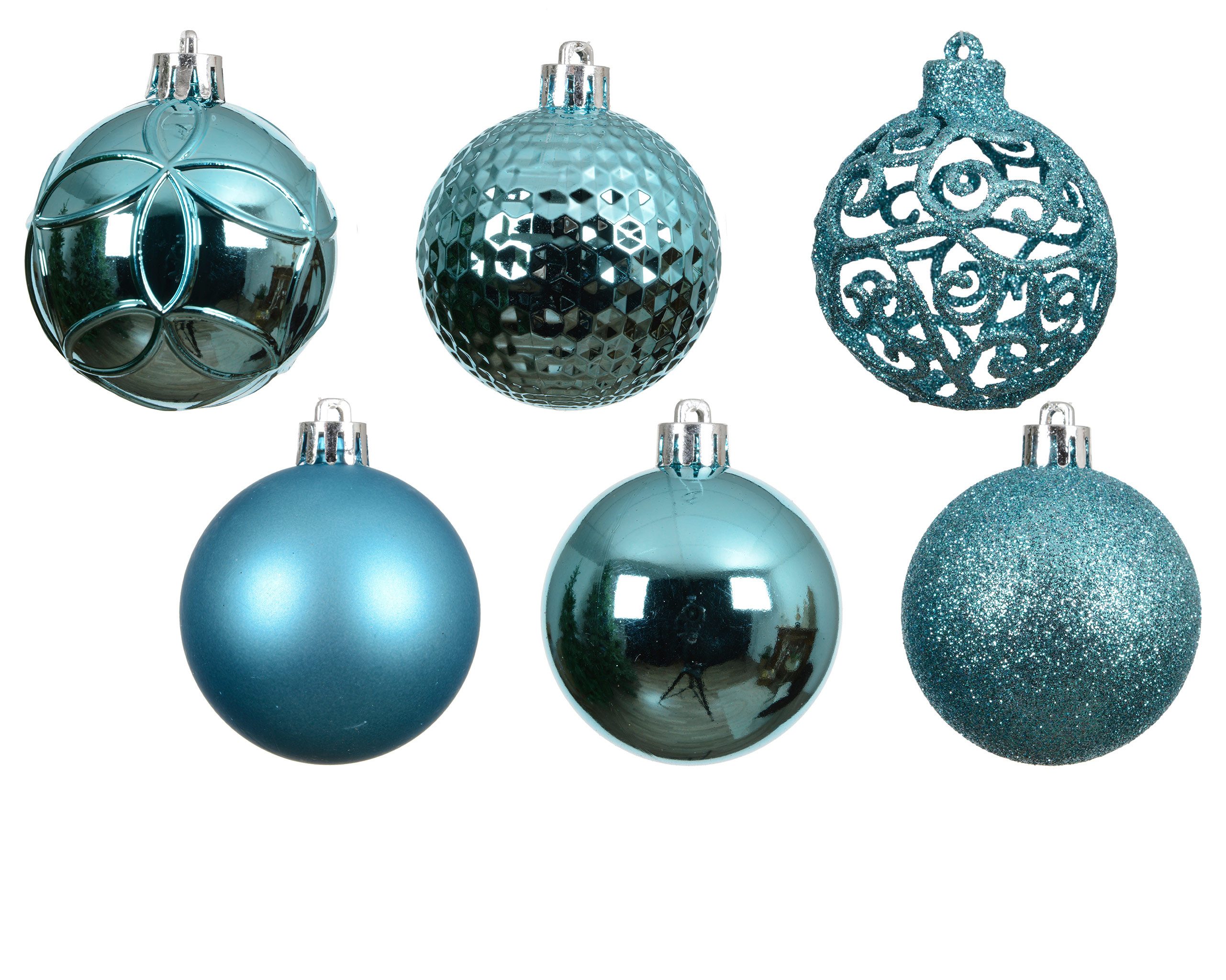 Kaemingk Weihnachtsbaumkugel, Weihnachtskugeln Kunststoff 6cm Mix 37er Set - Folkloreblau