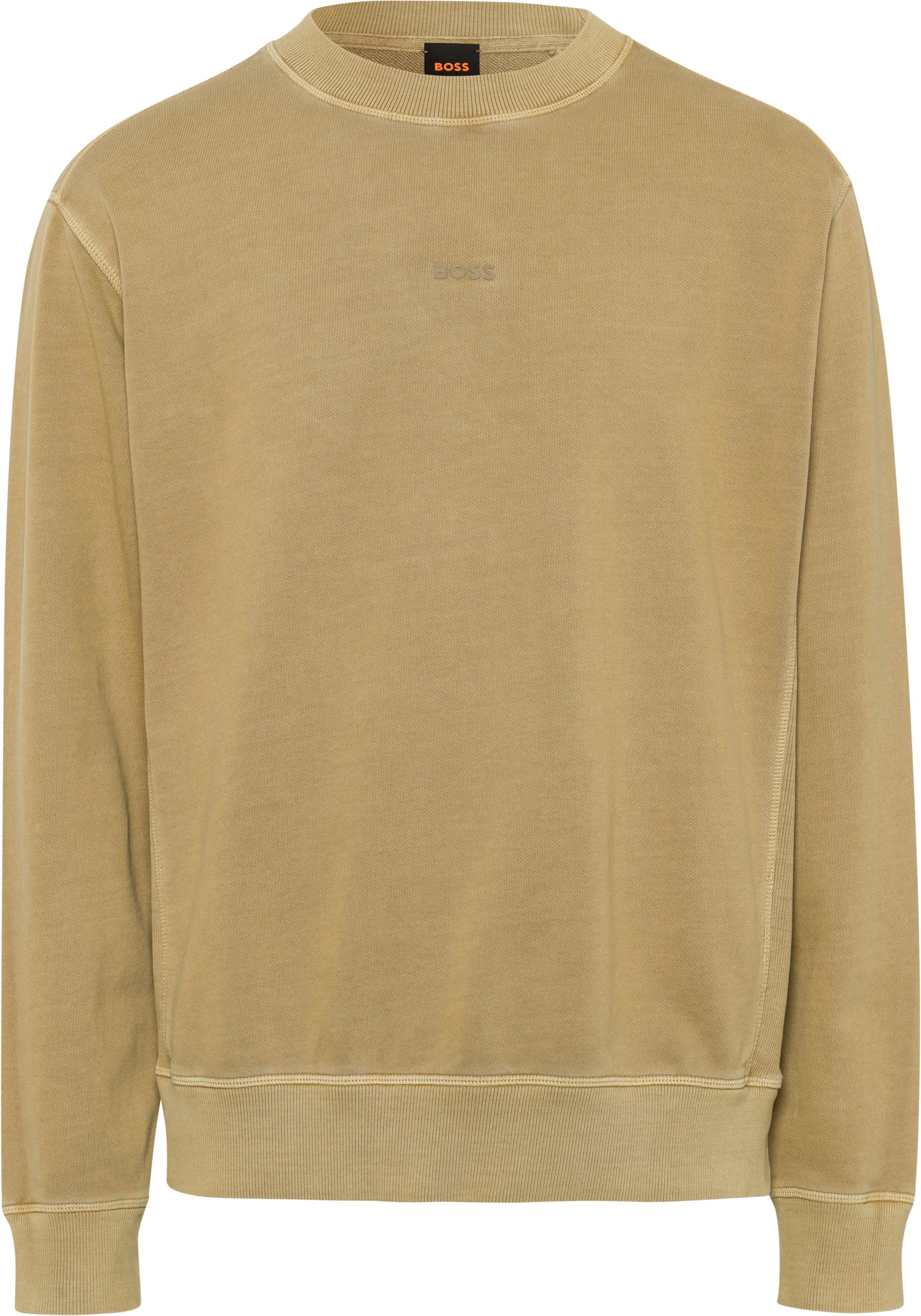 BOSS reiner aus ORANGE Baumwolle Rippeinsätzen, seitlichen mit (1-tlg) Wefade Sweatware Sweater