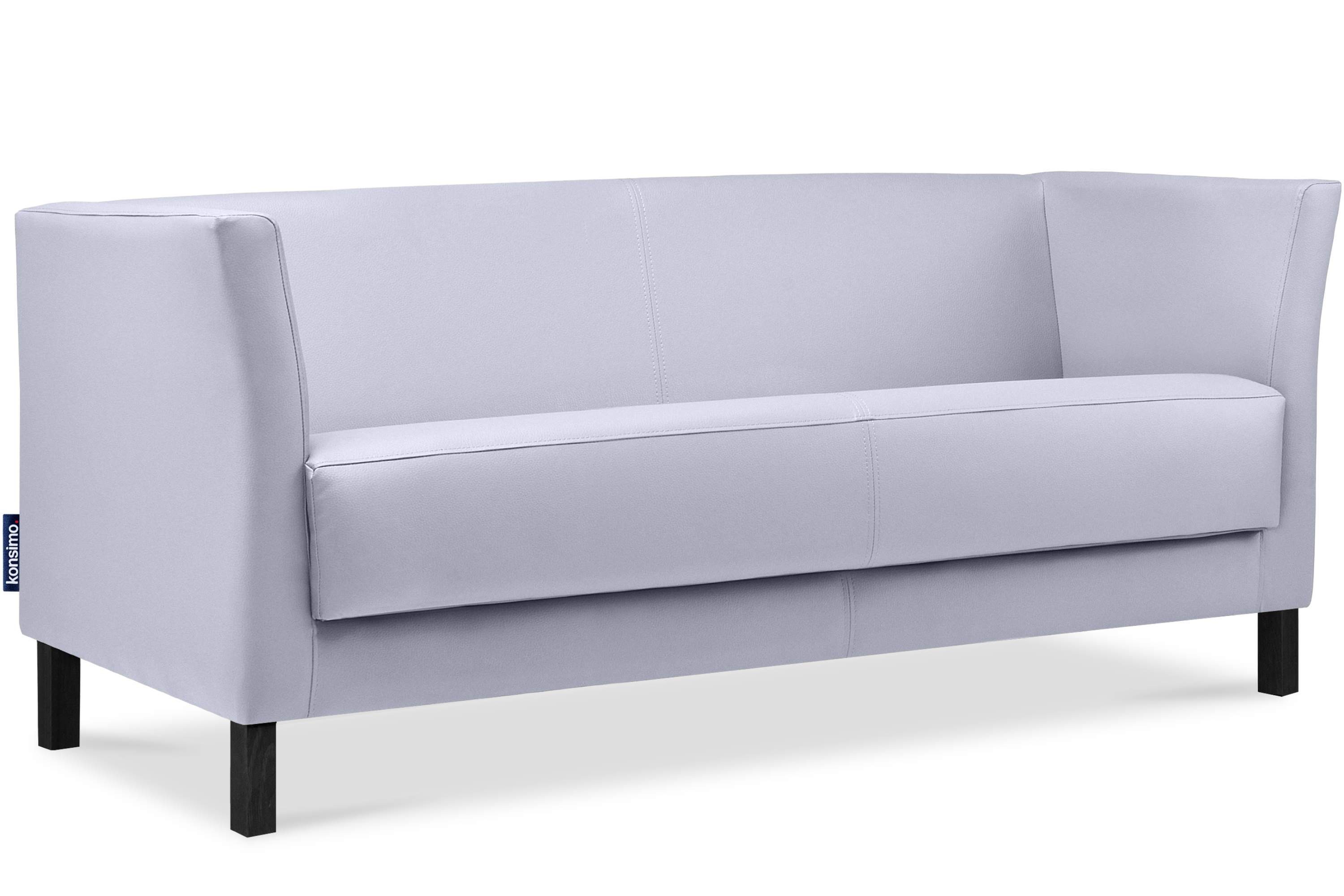 Sitzfläche 1 Teile, Sofa grau hohe Beine, ESPECTO | grau weiche Kunstleder 3 und hohe Rückenlehne, Sofa Sitzer, Konsimo