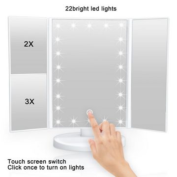 Intirilife LED-Lichtspiegel Schminkspiegel LED (Schminkspiegel mit LED in Weiß), Beleuchteter Kosmetikspiegel Makeup Tischspiegel