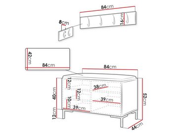 MIRJAN24 Garderoben-Set Zilion VIII, (Komplett-Set, Schuhschrank, Gepolstertes Paneel 84x42), Auswahl aus Fronten und Polsterplatten