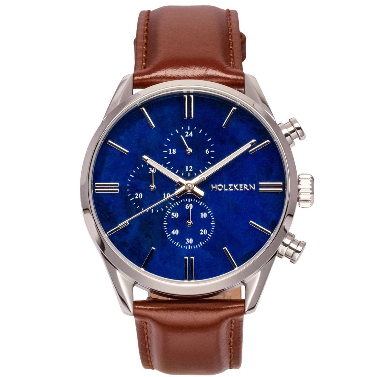 Holzkern Quarzuhr 9010631007300, Herrenuhr Chronograph Naturalist Marmor/Silberfarben