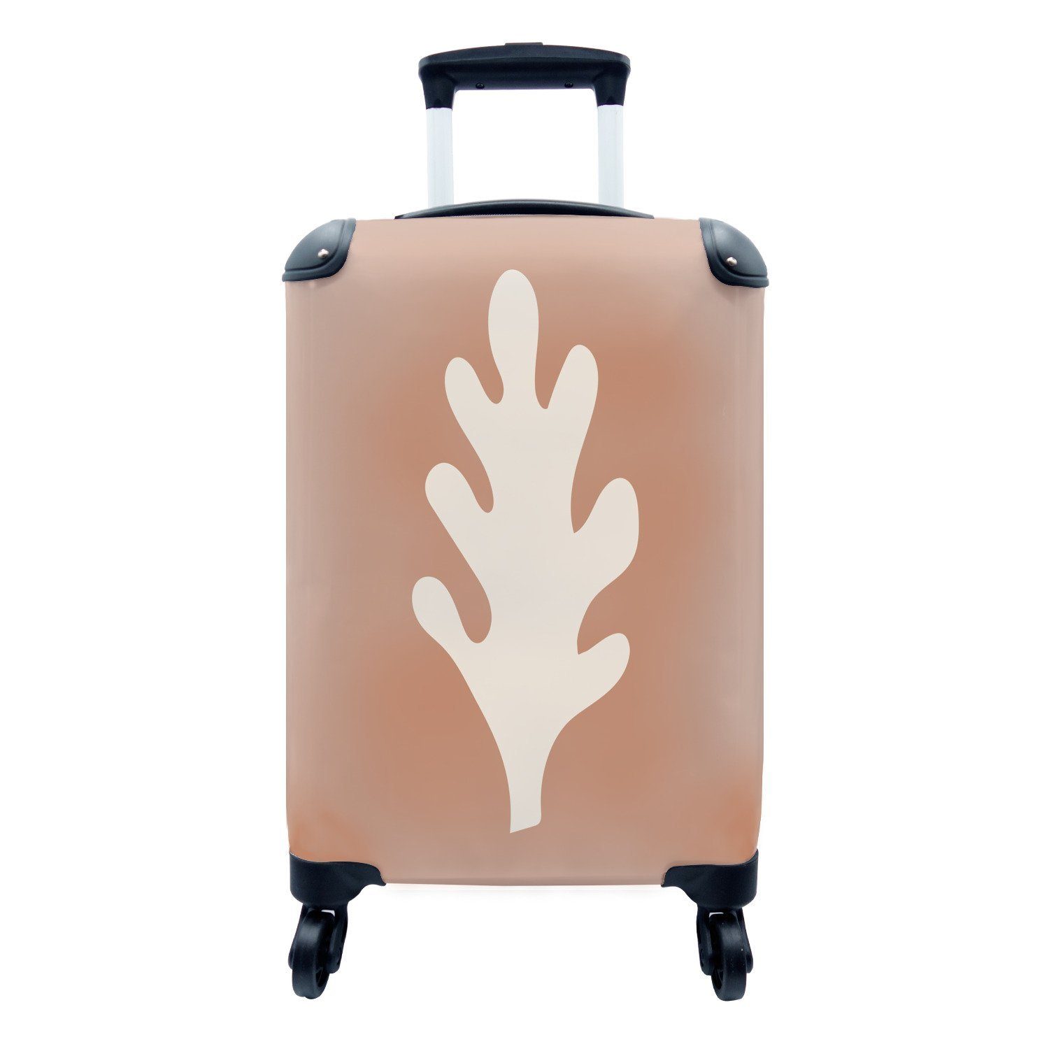 MuchoWow Handgepäckkoffer Pastell - Pflanze - Braun, 4 Rollen, Reisetasche mit rollen, Handgepäck für Ferien, Trolley, Reisekoffer