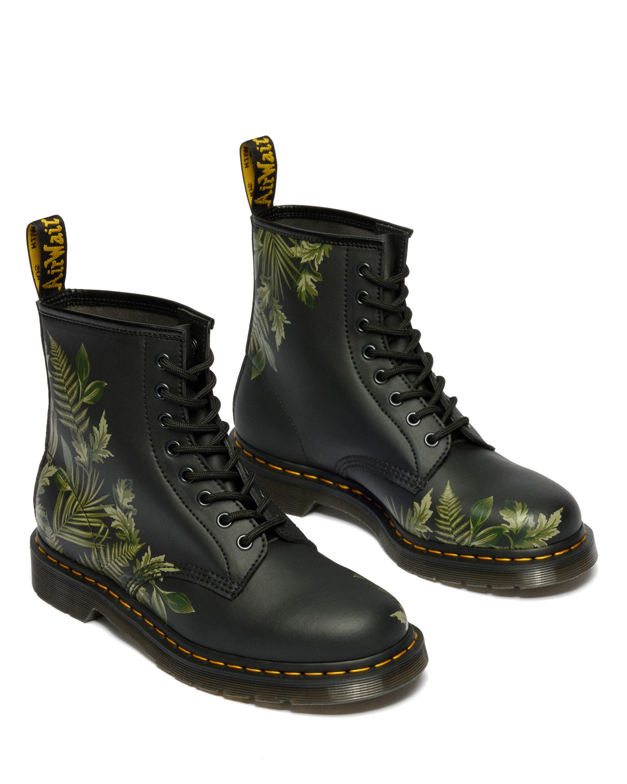 DR. MARTENS 1460 Schnürboots Blockabsatz, Schnürstiefelette mit floralem Kontrast-Print