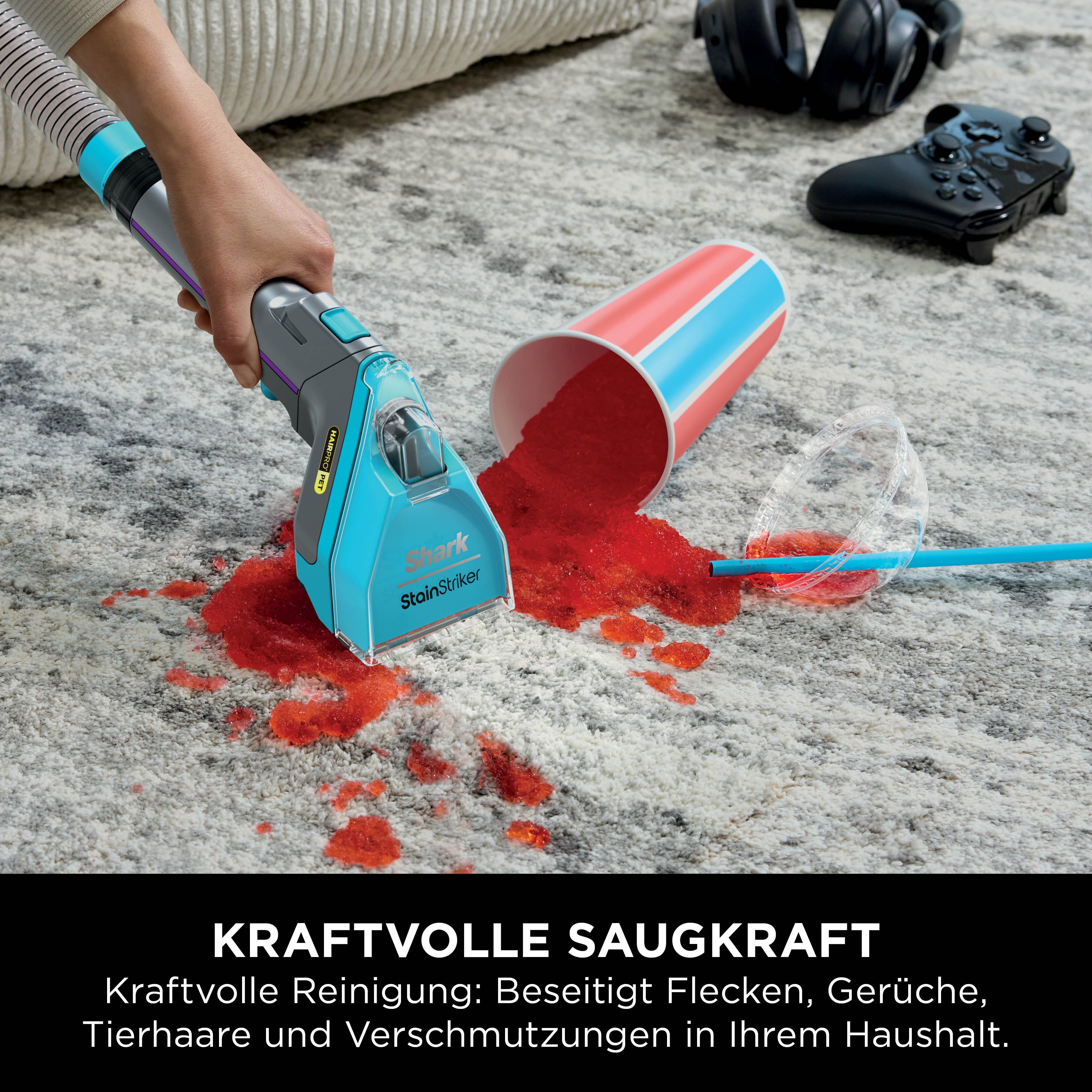 Shark Wasch-Sauger PX250EUT Shark StainStriker HairPro, 450 W, beutellos, Inklusive 4 Spezialaufsätzen