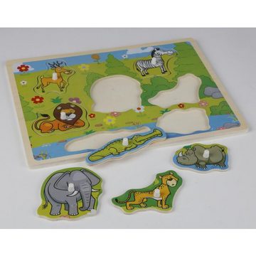 BURI Steckpuzzle 24x Holz Steckpuzzle TIERE 31x 22x1,3cm Puzzle Geschenk Spielzeuge, Puzzleteile