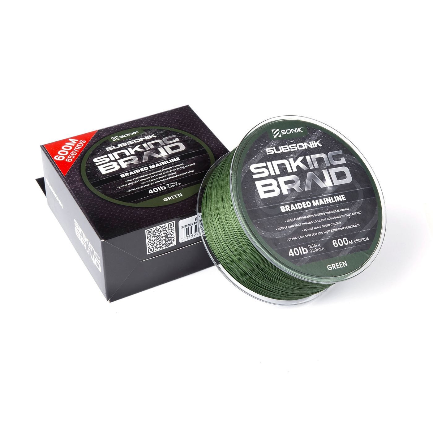 Sonik Angelschnur Subsonik Sinking Braid 40lb 0,20mm - 600m geflochtene Angelschnur, (600-St)