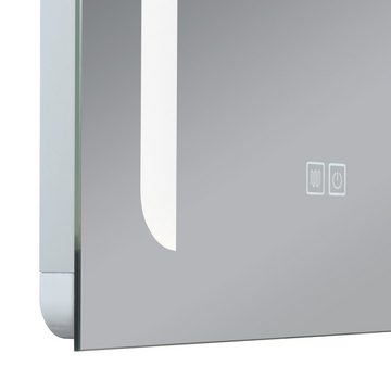 pro.tec Badspiegel, »Chambave« mit 120 LEDs Aluminiumrahmen 45 x 60 cm Silberfarben