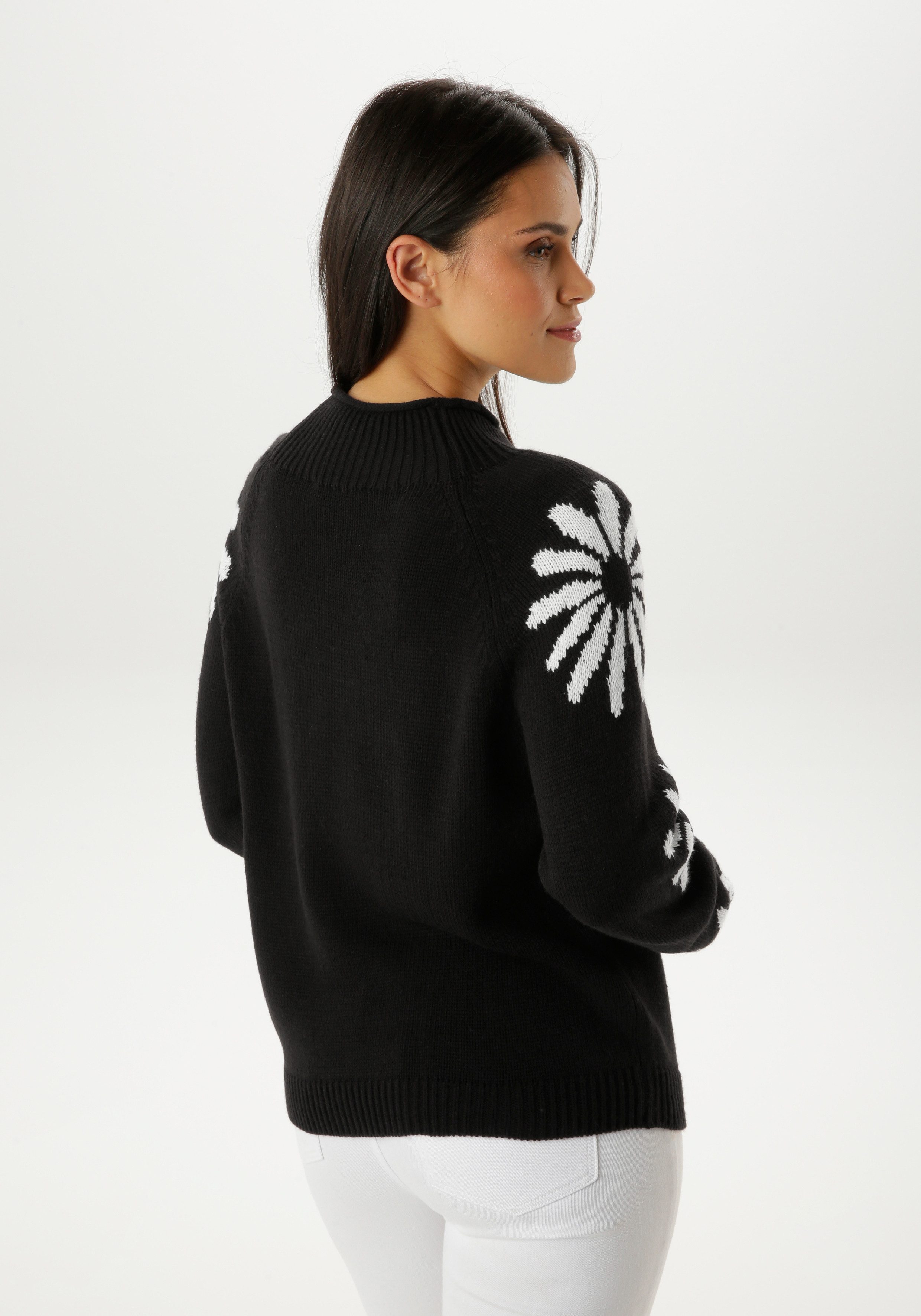 Aniston SELECTED Strickpullover mit großen, fantasievollen Blüten