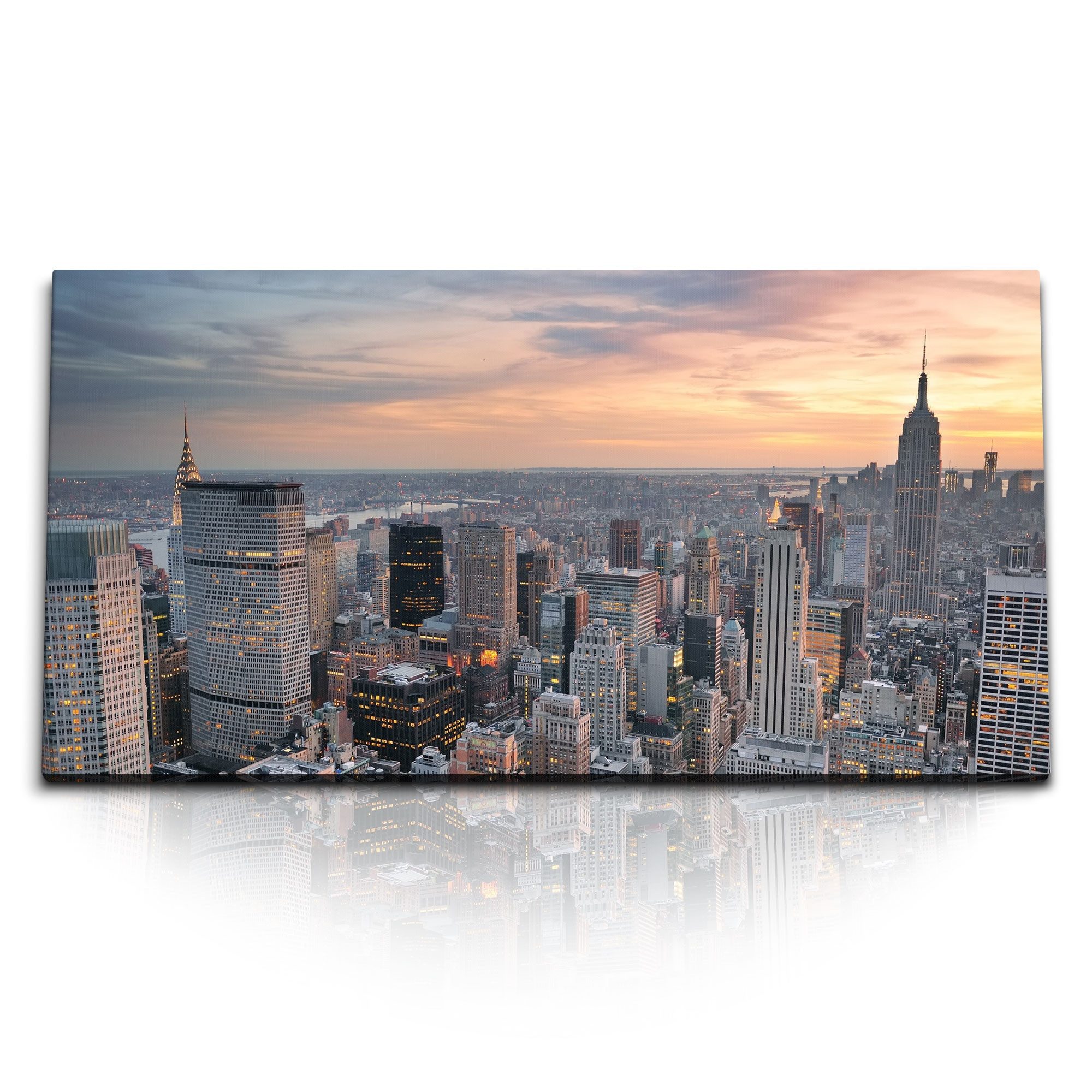 Leinwandbild Kunstdruck Bilder 120x60cm New York aus der Luft Skyline Hochhäuser Gr