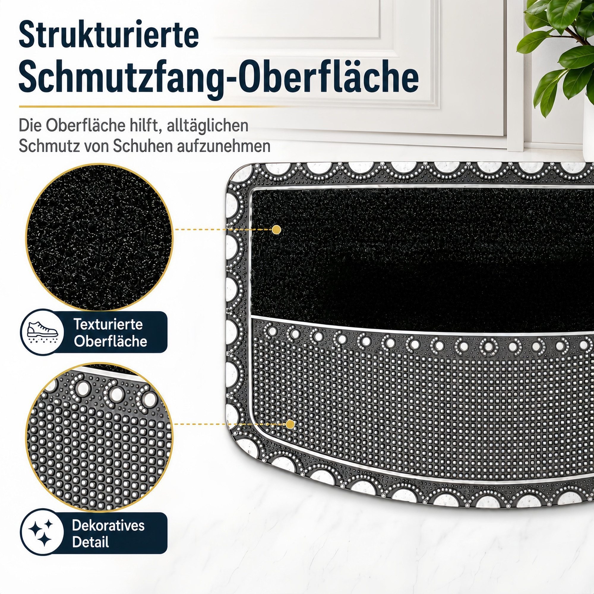Fyrove Fußmatte Fußmatte 45 x 70 cm, dekorative Welcome Türmatte rutschhemmend, Schmutzfangmatte für Haustür,Flur,Balkon&Terrasse für Innen und Außen – Bild 4 von 5