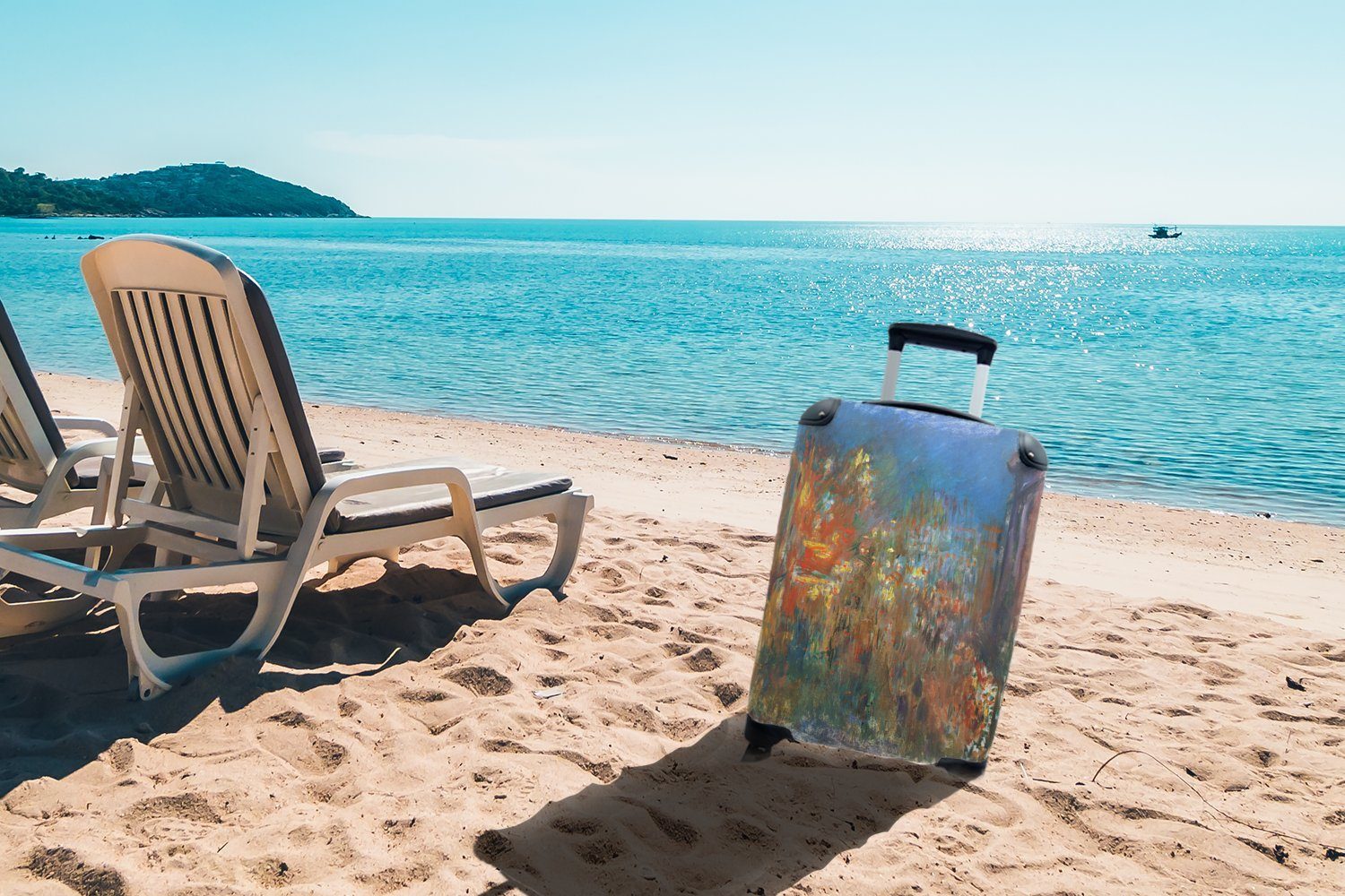 für Handgepäckkoffer Trolley, Ferien, 4 Square, Reisekoffer - Reisetasche von MuchoWow Monet, bei Handgepäck Claude rollen, Leicester's mit Rollen, Nacht Gemälde