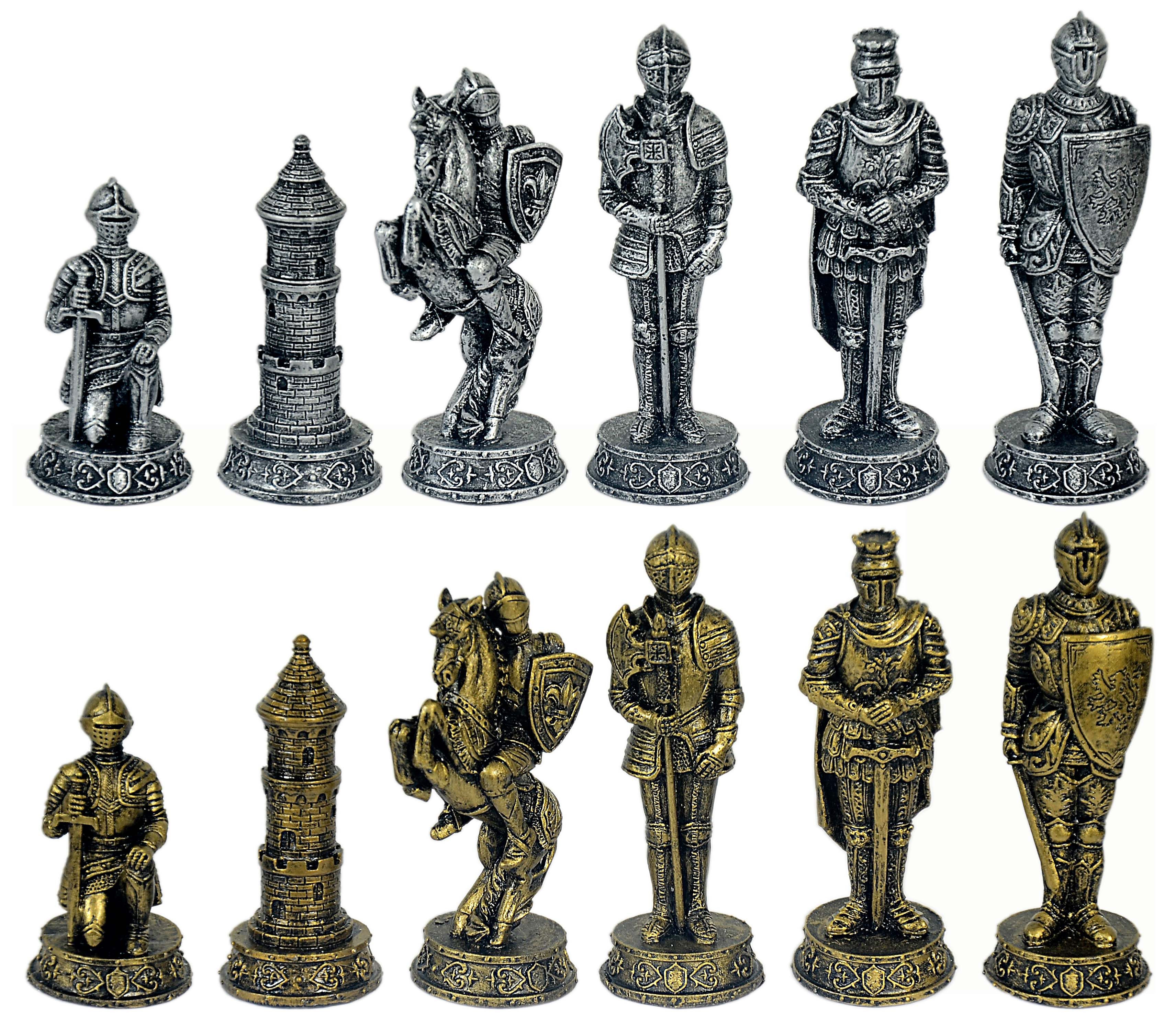 MystiCalls Spiel Schachspiel Ritter mit Glasbrett Ritterschach Ritterspiel Schach Spiel, Strategiespiel, Inklusive Glasbrett