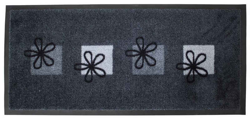 Fußmatte Fussmatte- Blumen Grau 80x40cm, Mr. Ghorbani, Rechteckig, Höhe: 8 mm