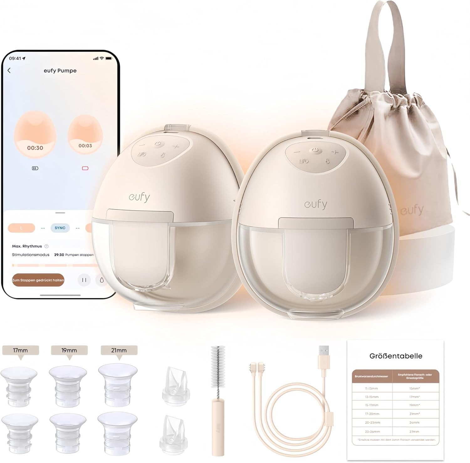 Anker eufy Elektrische Milchpumpe Tragbare Milchpumpe mit Wärmefunktion, Discreet Pumping, Highly Efficient Output, Smart Pumping