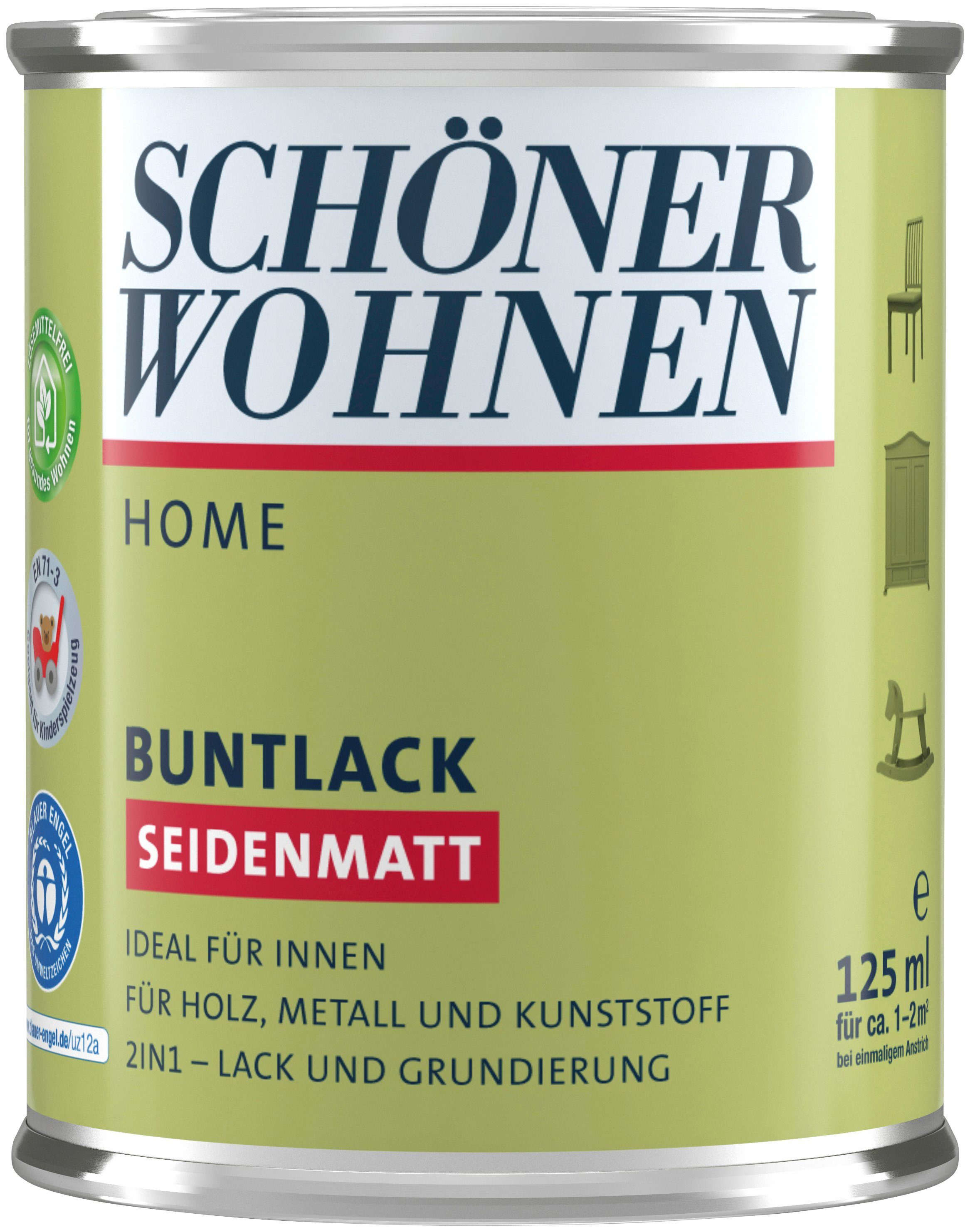 Home, seidenmatt, 125 Lack SCHÖNER 2in1-Lack für WOHNEN innen, salbeigrün, FARBE ml,