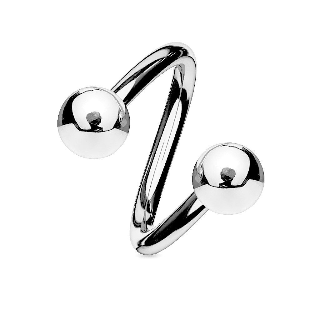 viva-adorno Piercing-Set Lippenpiercing Spirale Twist Labret Ohrpiercing Edelstahl Kugel, Doppelkugel Chirurgenstahl Helix Tragus Knorpel Silber