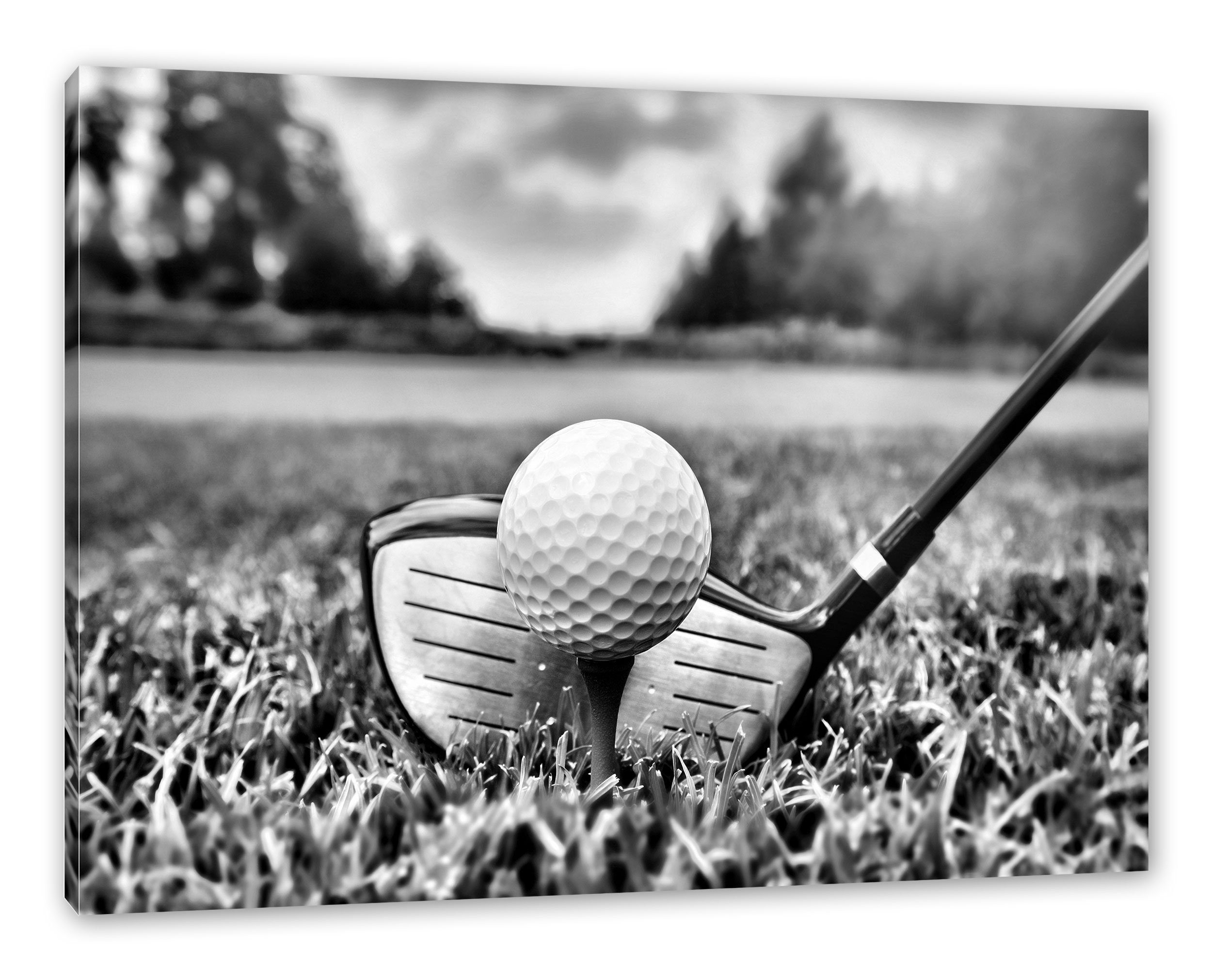 Pixxprint Leinwandbild Golf Abschlag, Golf Abschlag (1 St), Leinwandbild fertig bespannt, inkl. Zackenaufhänger