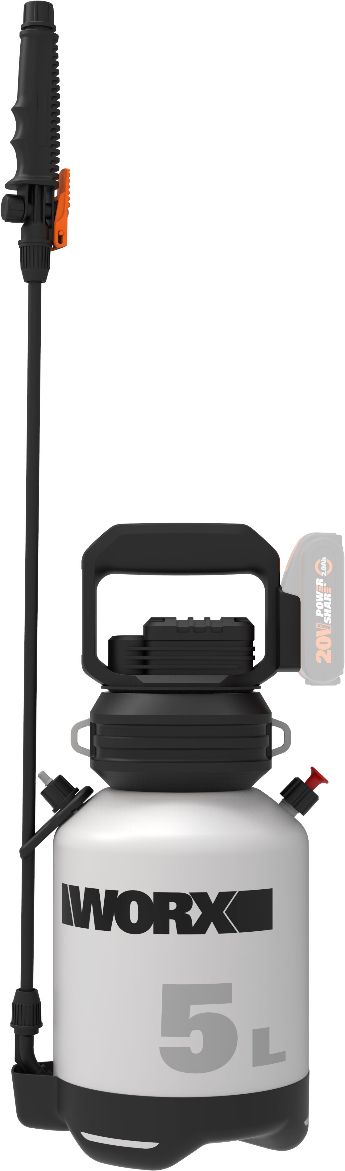 Worx Akku-Drucksprühgerät WG829E.9, Luftkompressorpumpe, verstellbare Sprühdüse, ohne Akku und Ladegerät