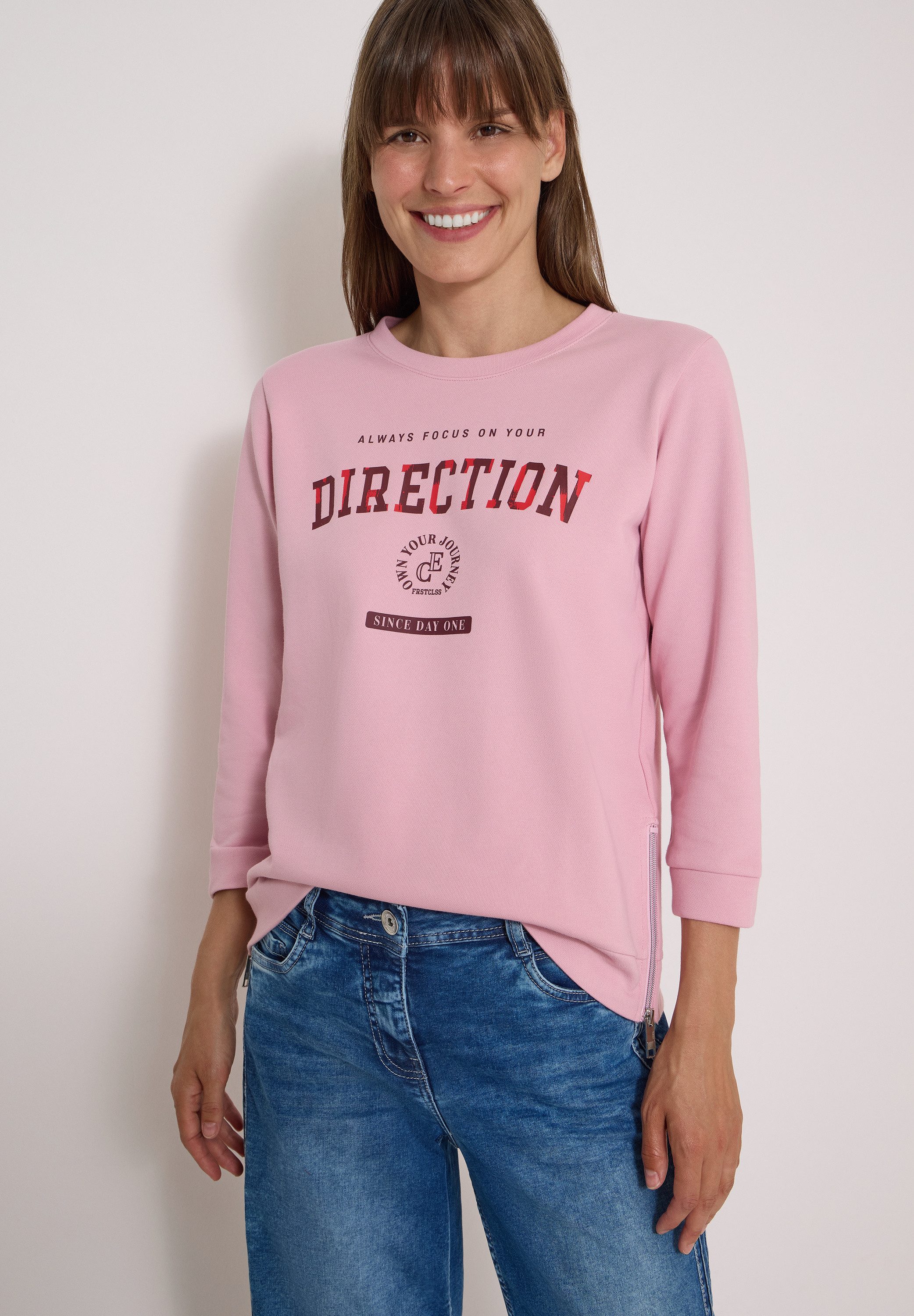 CECIL Sweater 3/4-Arm mit Rundhals und Wording