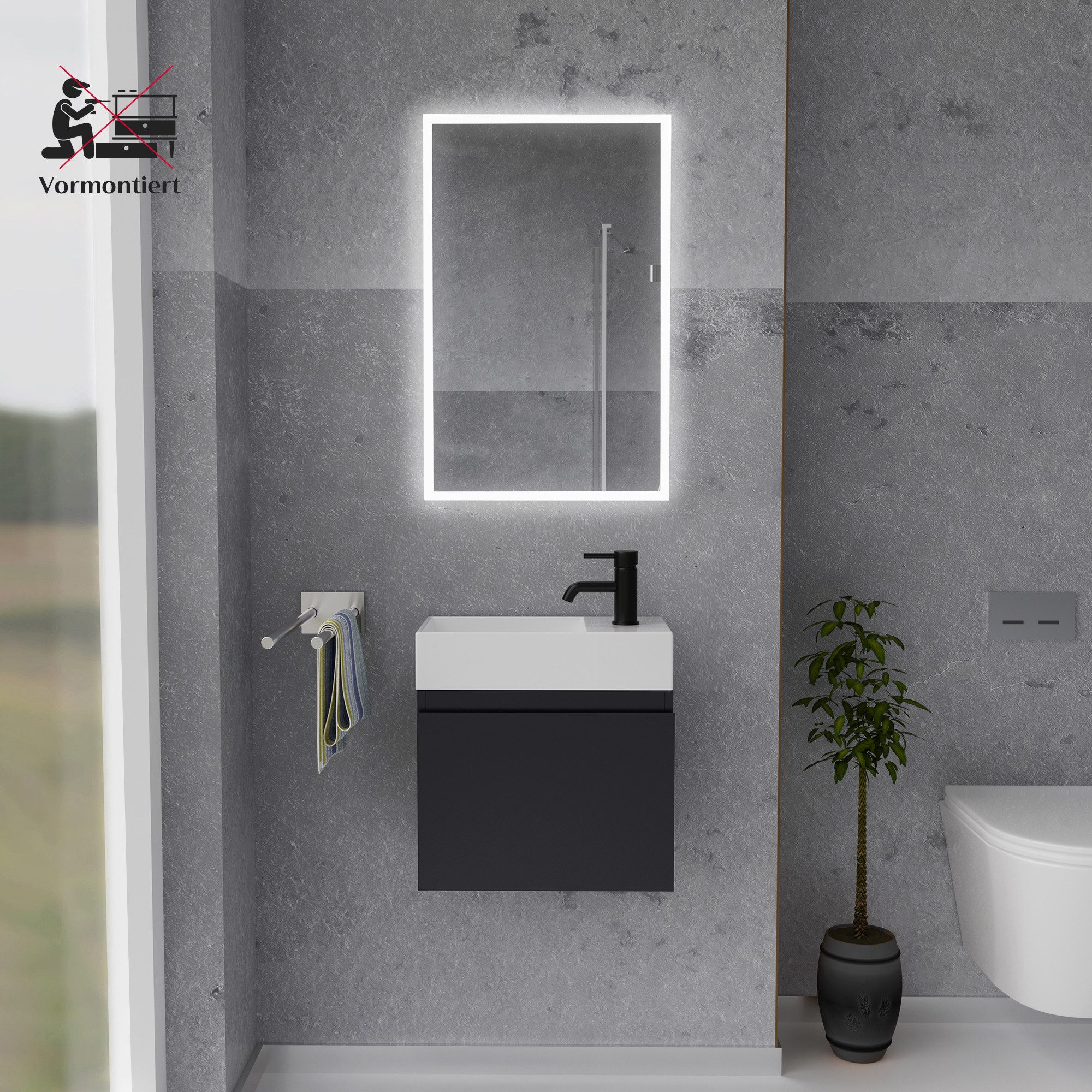 Alpenberger Badmöbel-Set - Waschbecken mit Unterschrank - Badschrank Komple günstig online kaufen