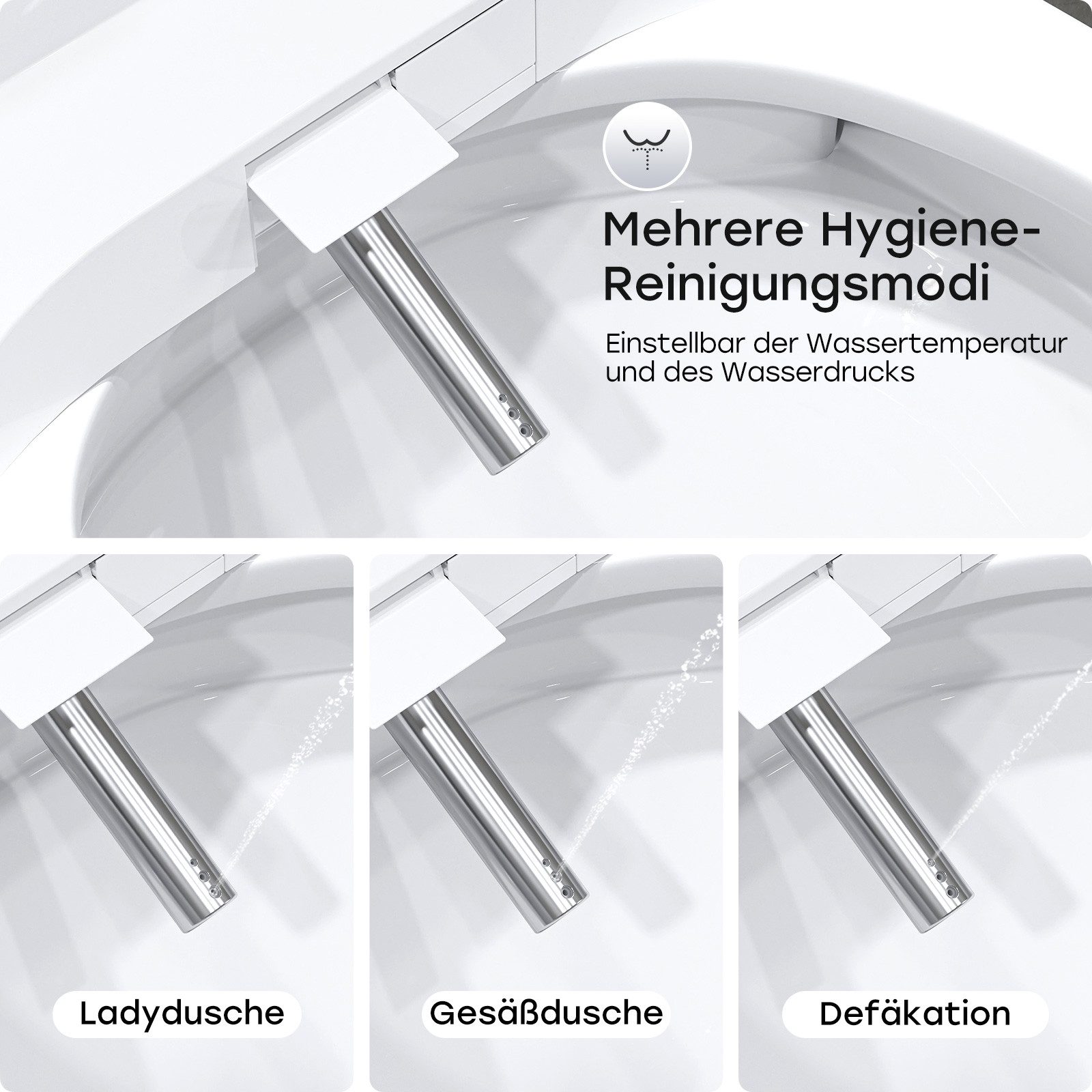 HOROW Dusch-WC-Sitz Bidet Dusch WC Aufsatz, Elektrischer Bidet Sitz mit Fernbedienung (Toilettendeckel mit Bidet) – Bild 4 von 5
