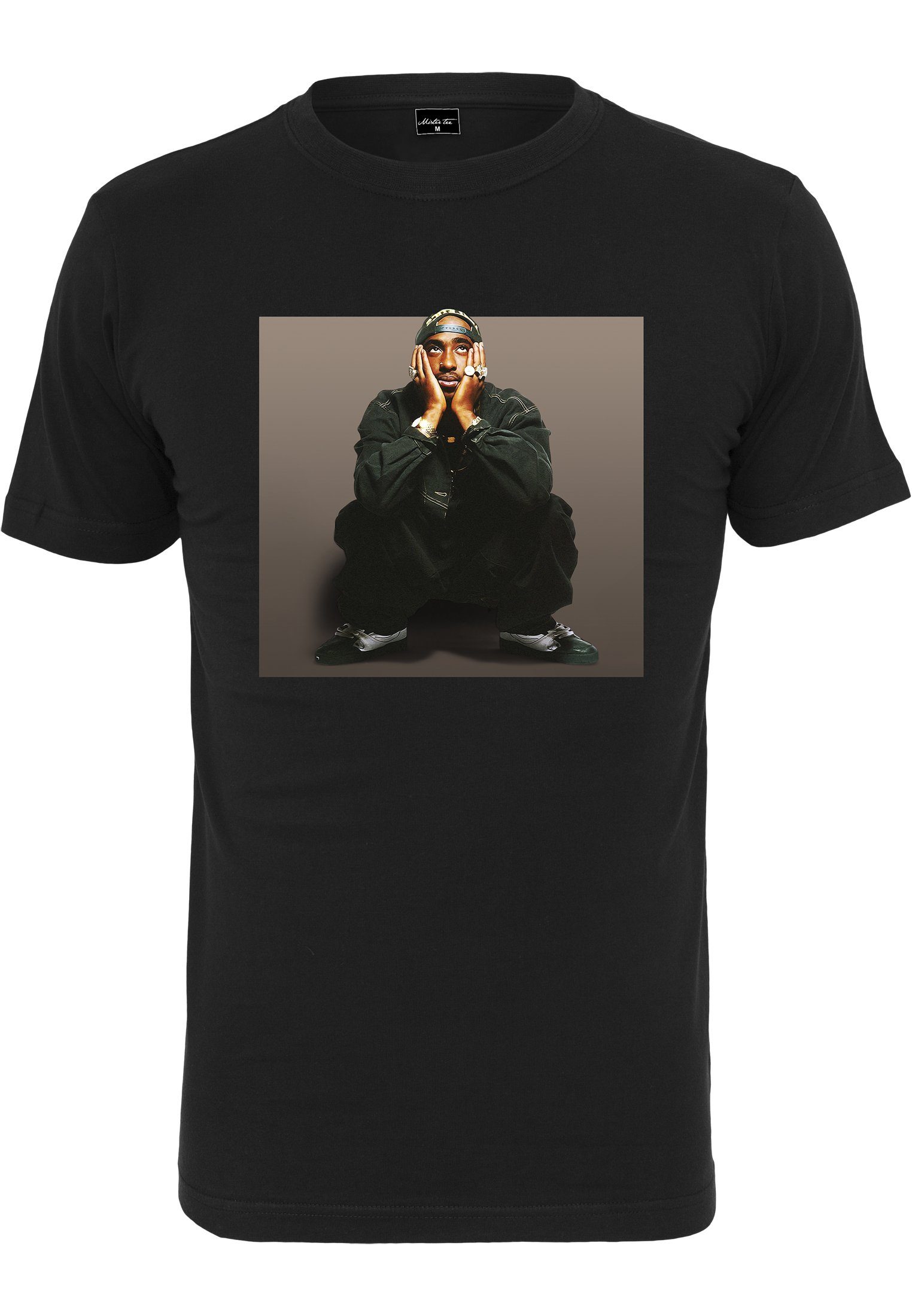 Pose Tupac black Kurzarmshirt MisterTee Sitting Tee Herren (1-tlg)