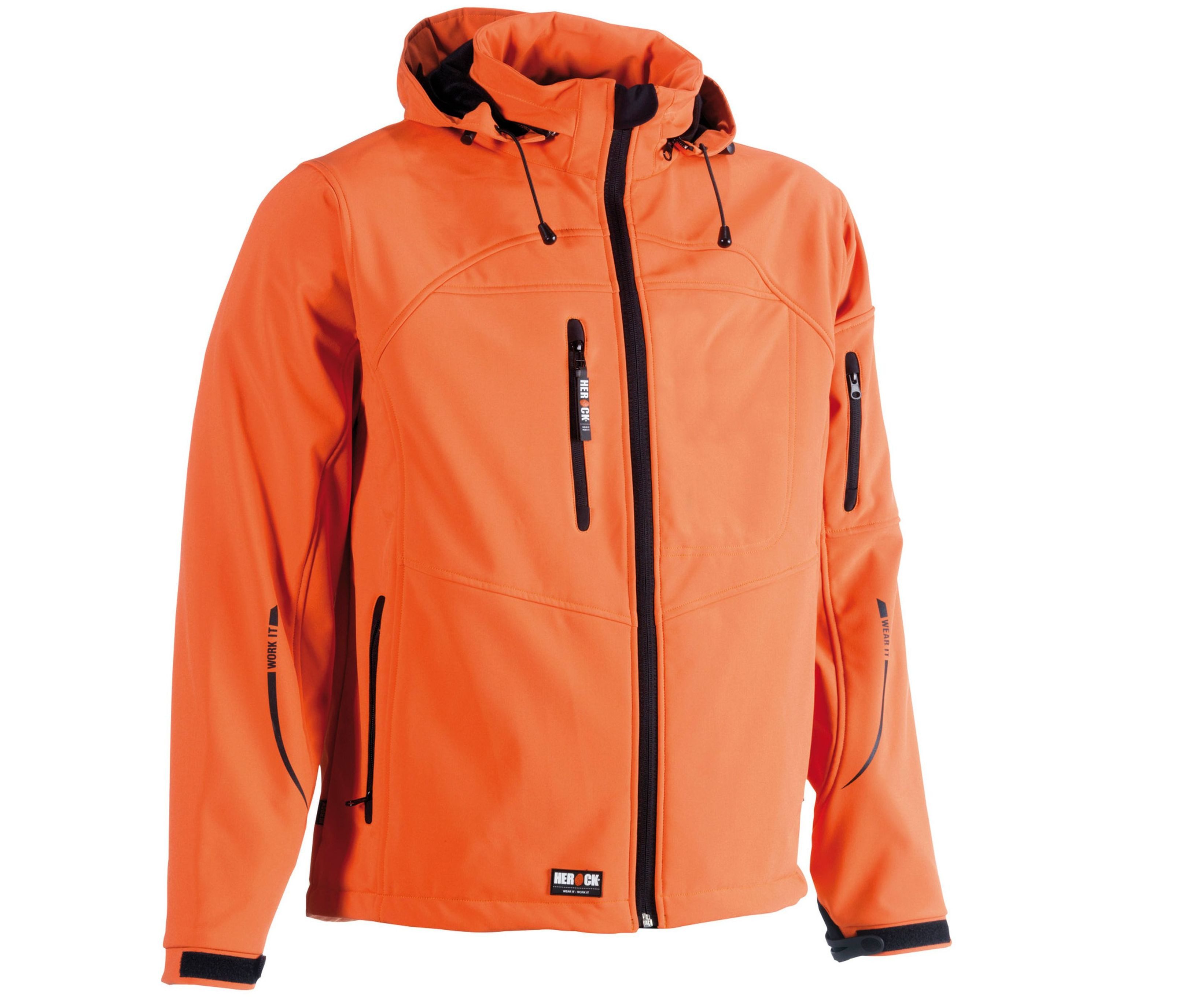 Herock Arbeitsjacke Softshelljacke mit Kapuze "POSEIDON" unisex abnehmbare Kapuze