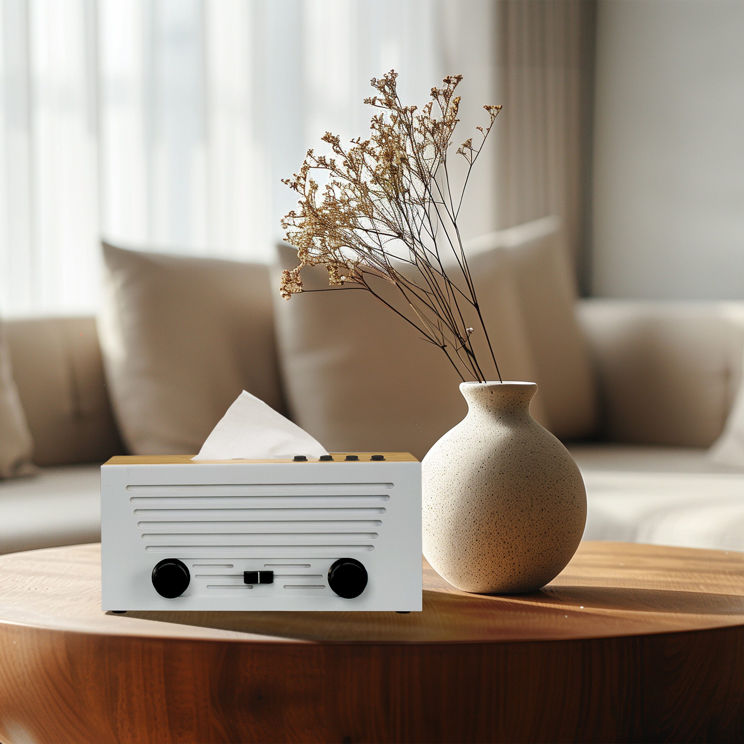 relaxdays Papiertuchbox Kosmetiktücherbox im Radio-Design