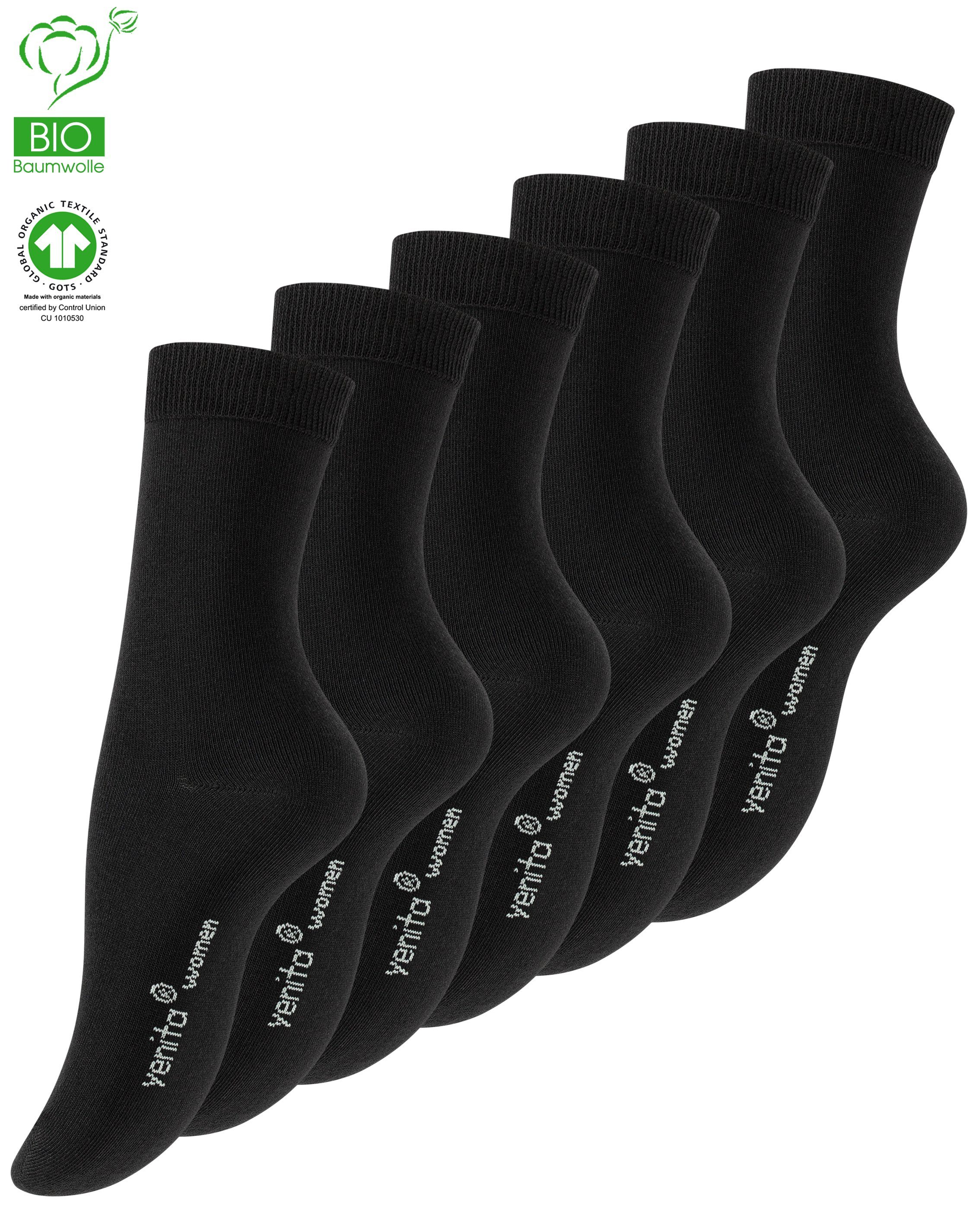 Yenita® Socken (6-Paar) in angenehmer Bio-Baumwollqualität schwarz