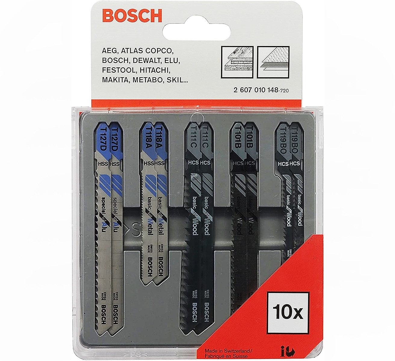 BOSCH Stichsägeblatt Bosch 10-teiliges Stichsägeblätter-Set für Holz und Metall