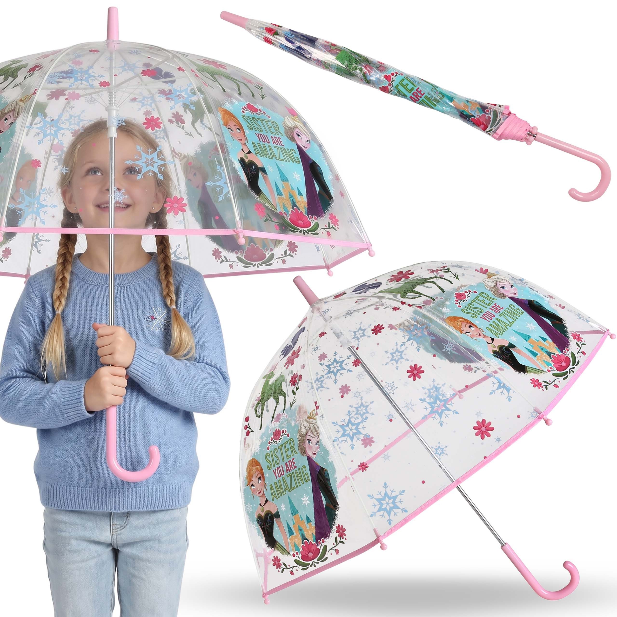 Sarcia.eu Taschenregenschirm DISNEY Frozen Anna & Elsa Regenschirm transparent, 46 cm