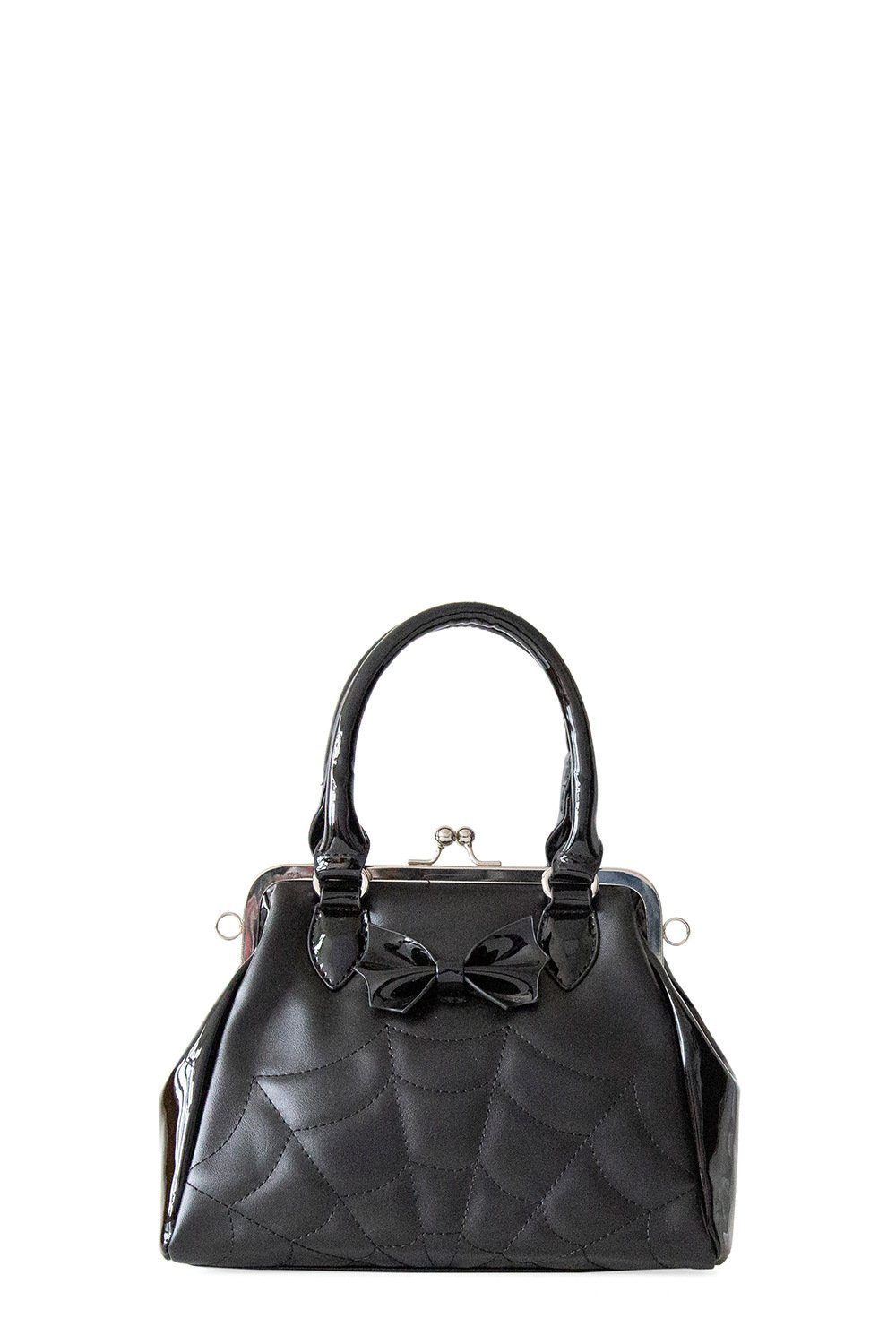 Banned Handtasche Femme Fatale Schwarz, Besticktes Spinnennetz, Lack Schlei günstig online kaufen