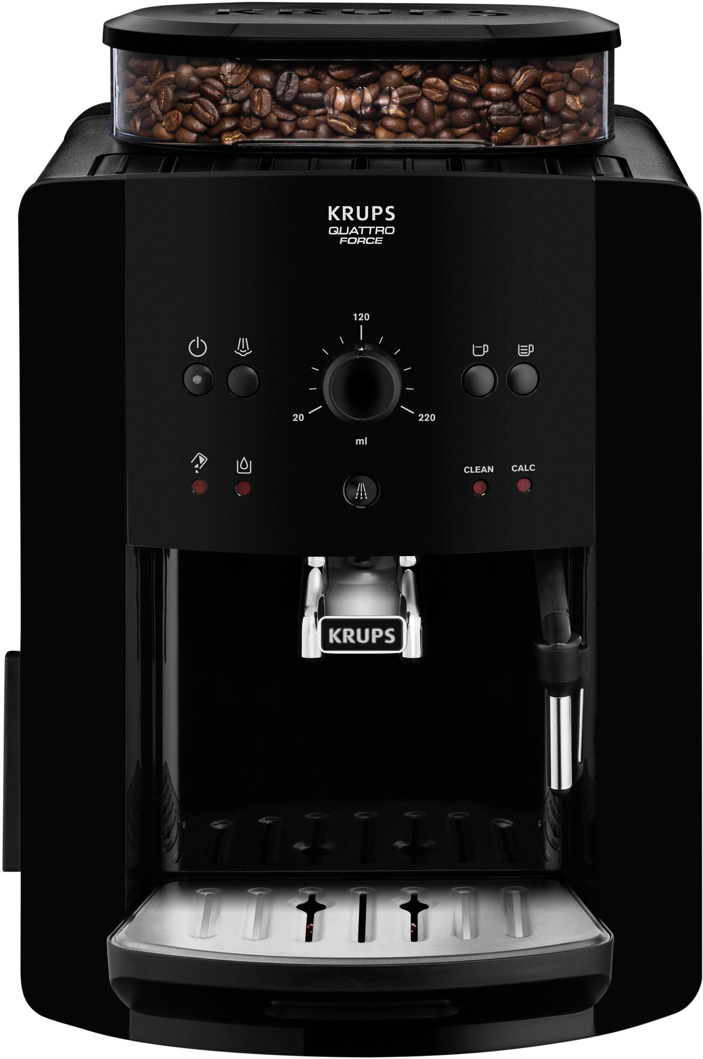 Krups Kaffeevollautomat EA8110 Arabica Quattro Force, 1450 Watt, Wassertankkapazität: 1,8 Liter, Pumpendruck: 15 bar