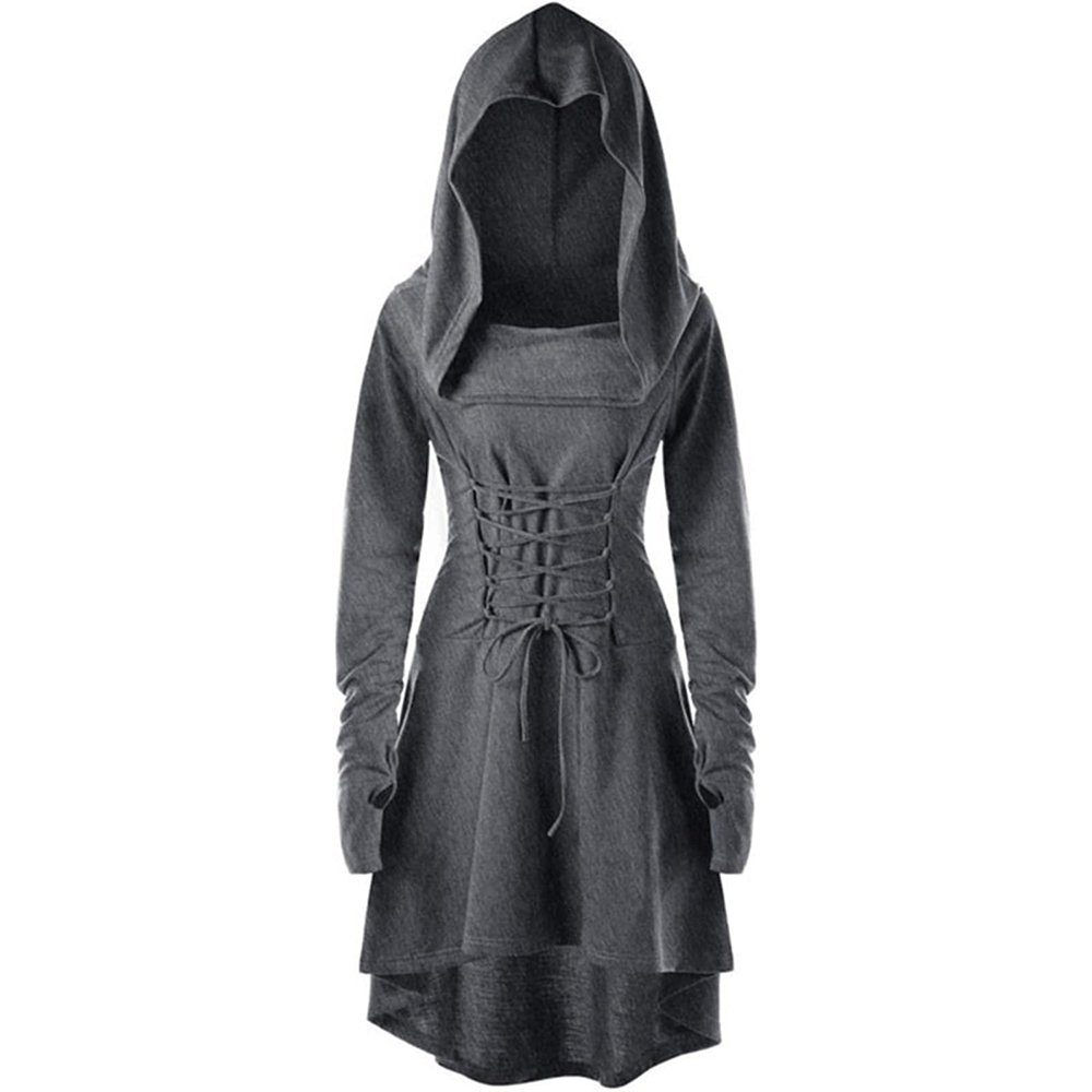 GelldG Sonnenhut Damen Kleidung, Halloween Kostüm, Renaissance, mit Kapuze, Karneval grau(96cm) | Sonnenhüte