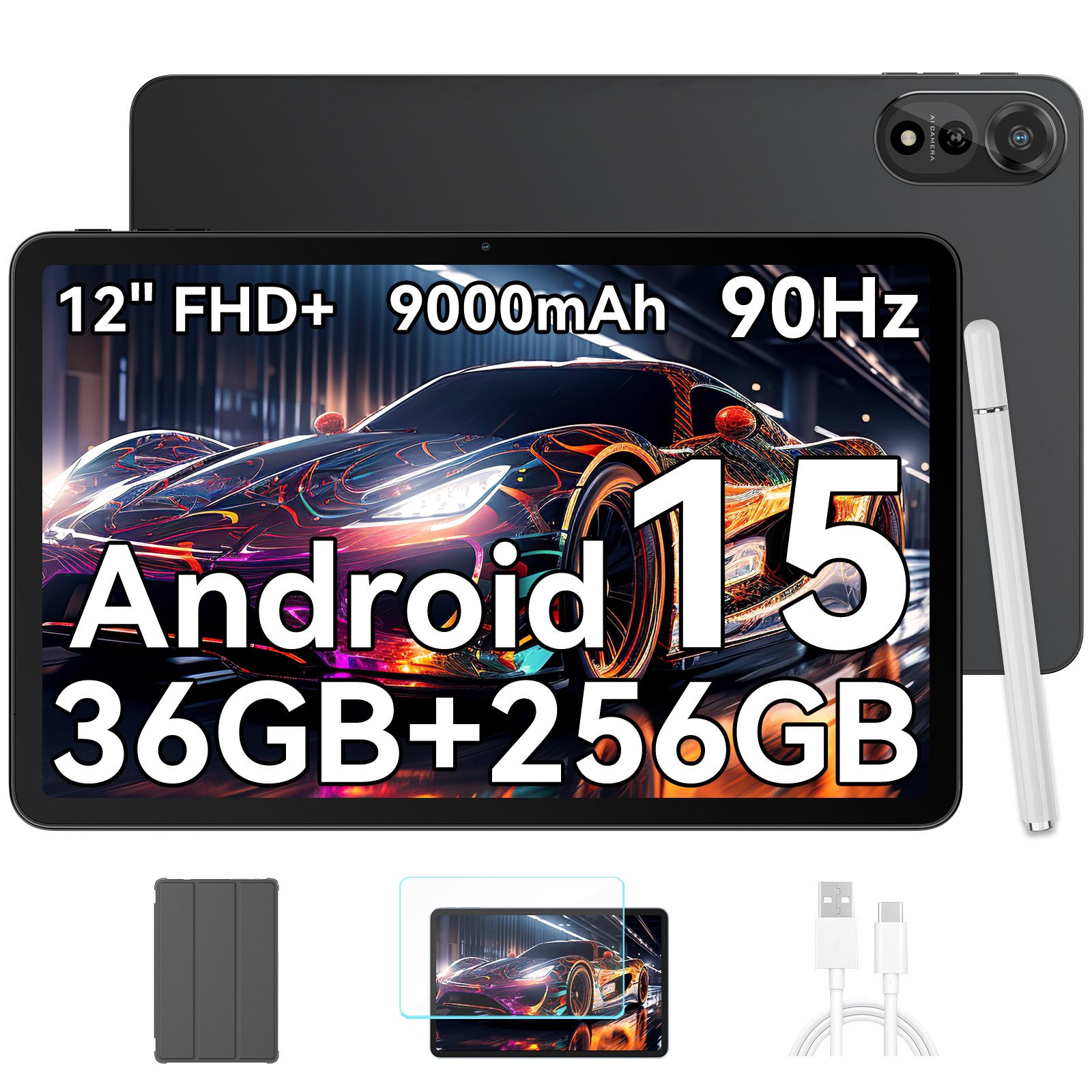 blackview Mega2wifi 2025 12'', 2K, Android 15 incl. Stift, Schutzhülle Tablet (12", 256 GB, 2K, Android 15, 9000mAh, 256GB, AI)