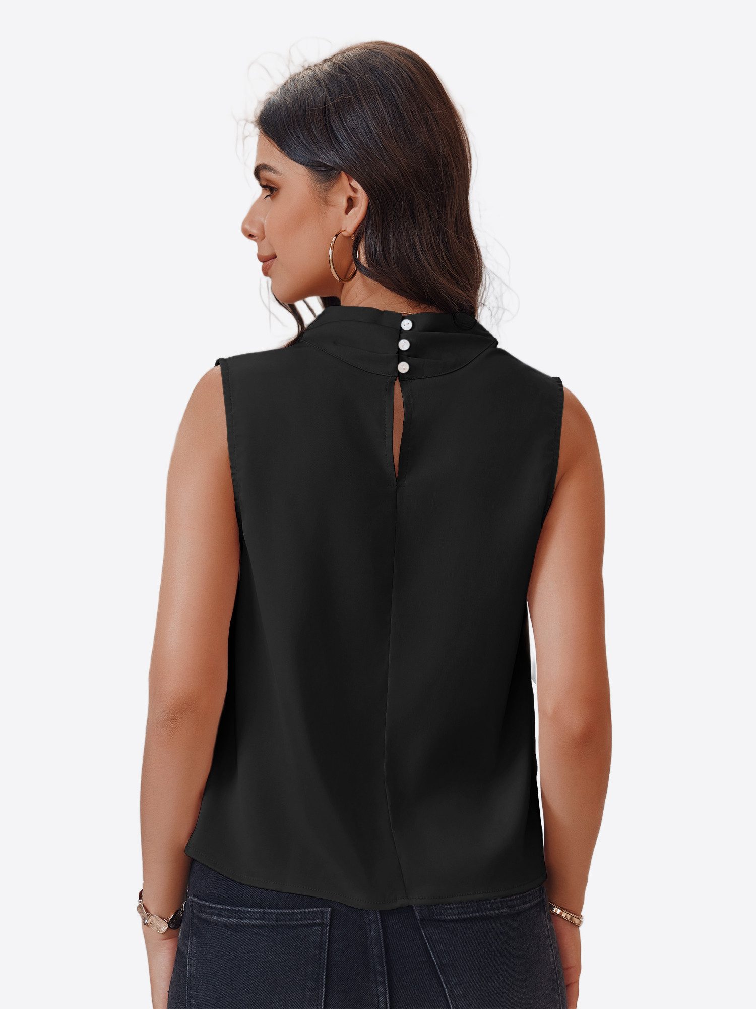 Imily Bela Blusentop Damen Business Ärmellose Satin Bluse (Packung, 1-tlg., 1per-Pack) mit Knöpfen