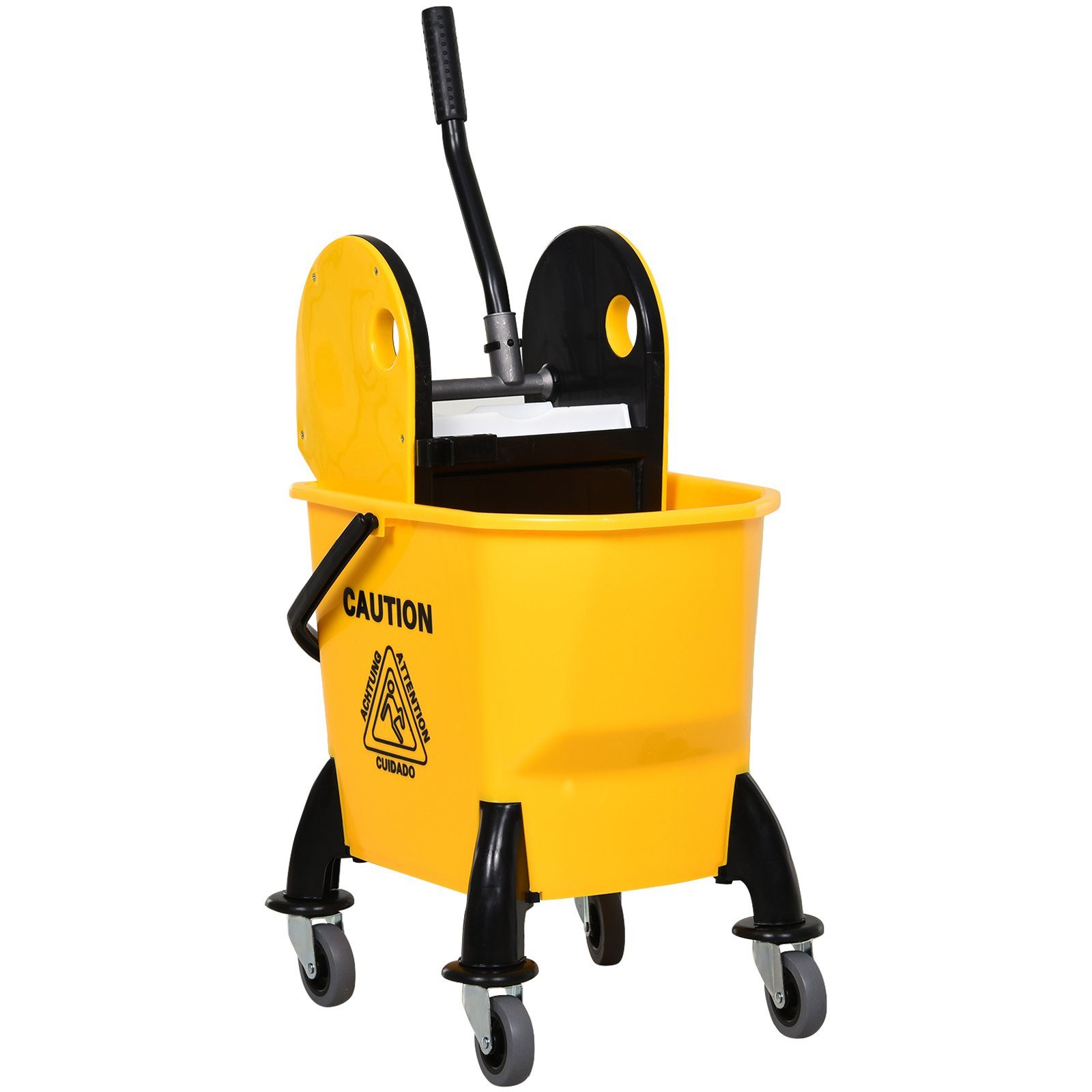 HOMCOM Ведро для очистки Reinigungswagen Fahreimer Wischwagen mit Auswringvorrichtung, (26 Liter, 1-tlg., Gelb), 44 x 36 x 90 cm