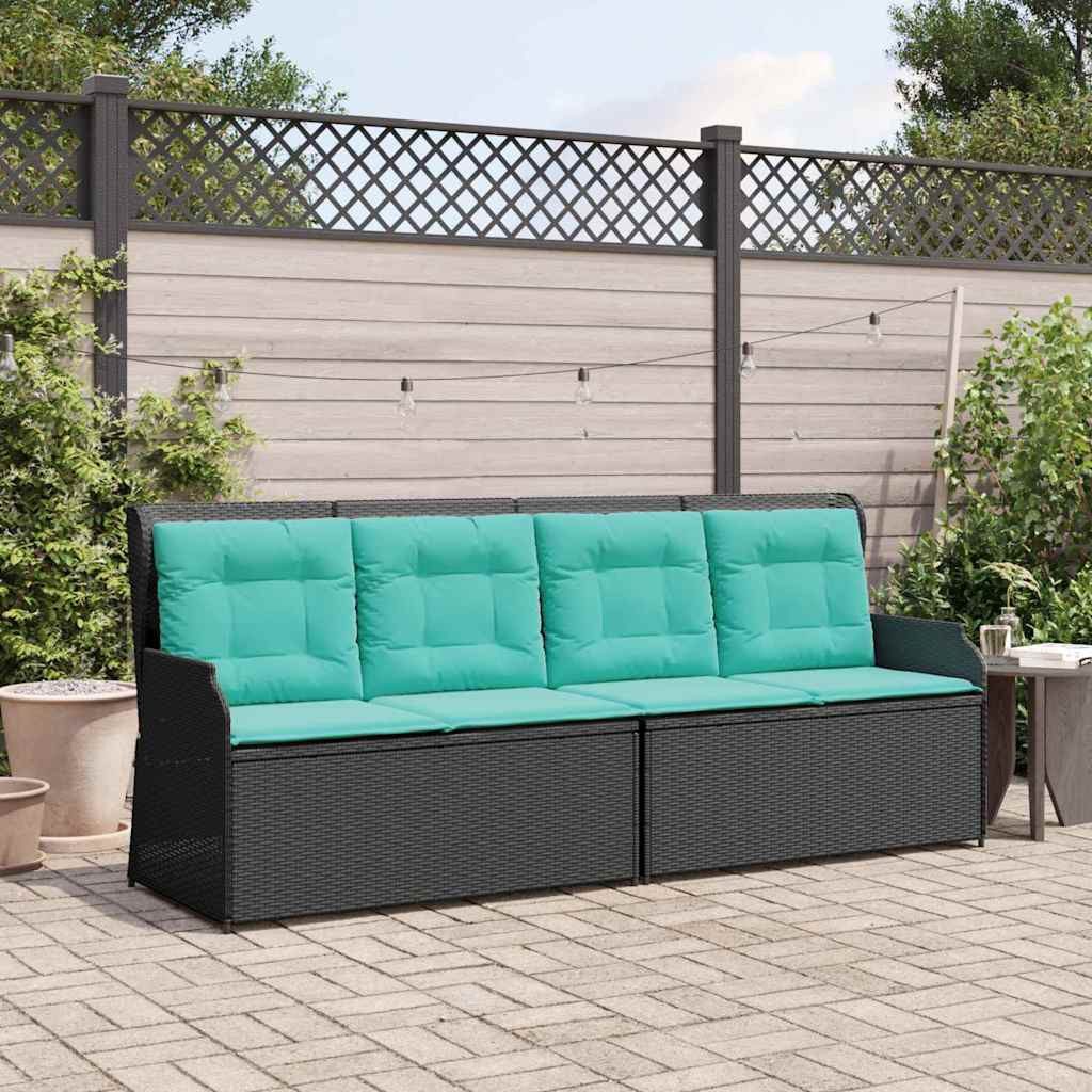 vidaXL Gartenlounge-Set Gartenbank Schwarz Poly-Rattan, (1-tlg)