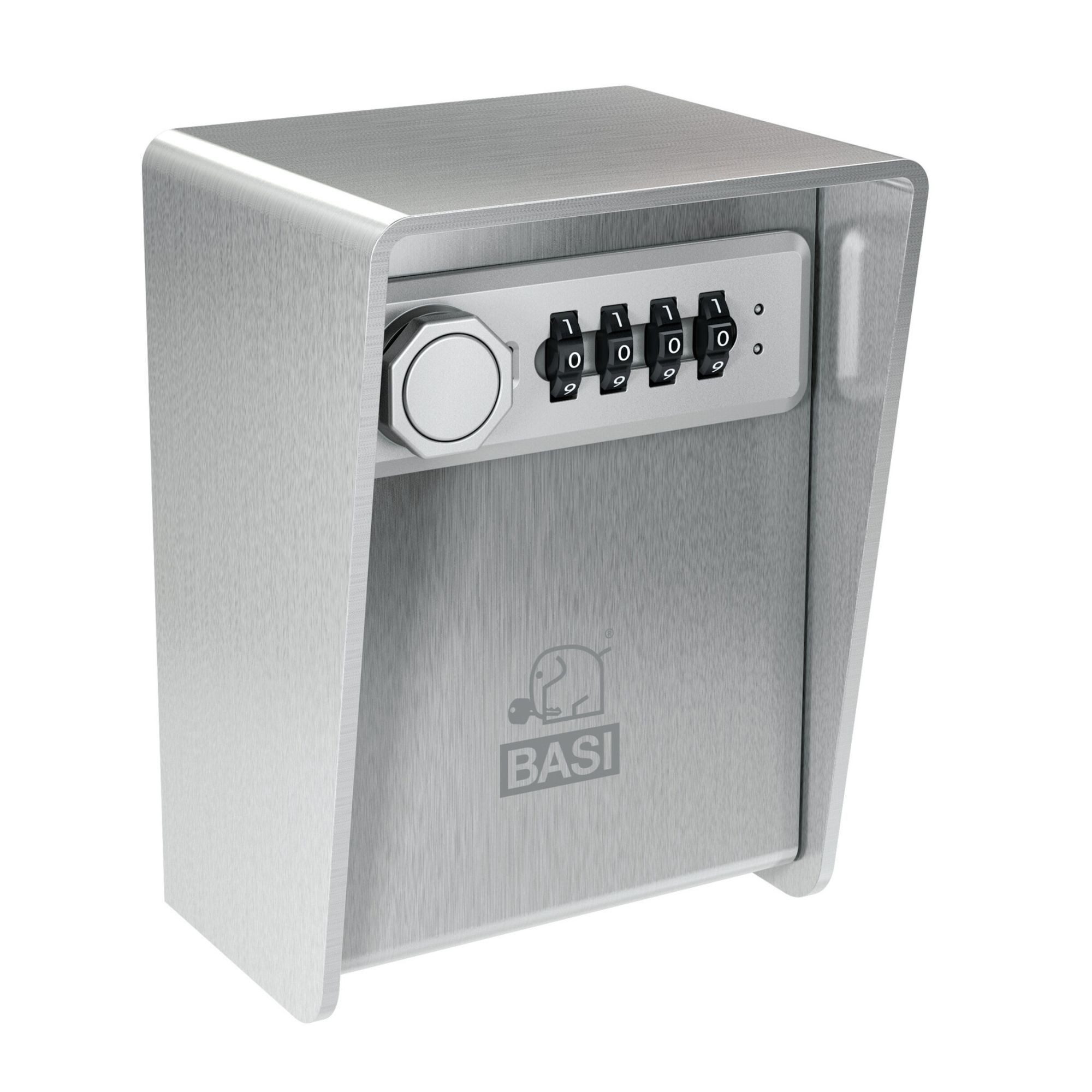 BASI Tresor Schlüsselsafe, aus Edelstahl, H13,3xB9,7xT8,0 cm (Packung), mit 4-stelligem Zahlenschloss, Wandmontage, rostfrei, witterungsfest
