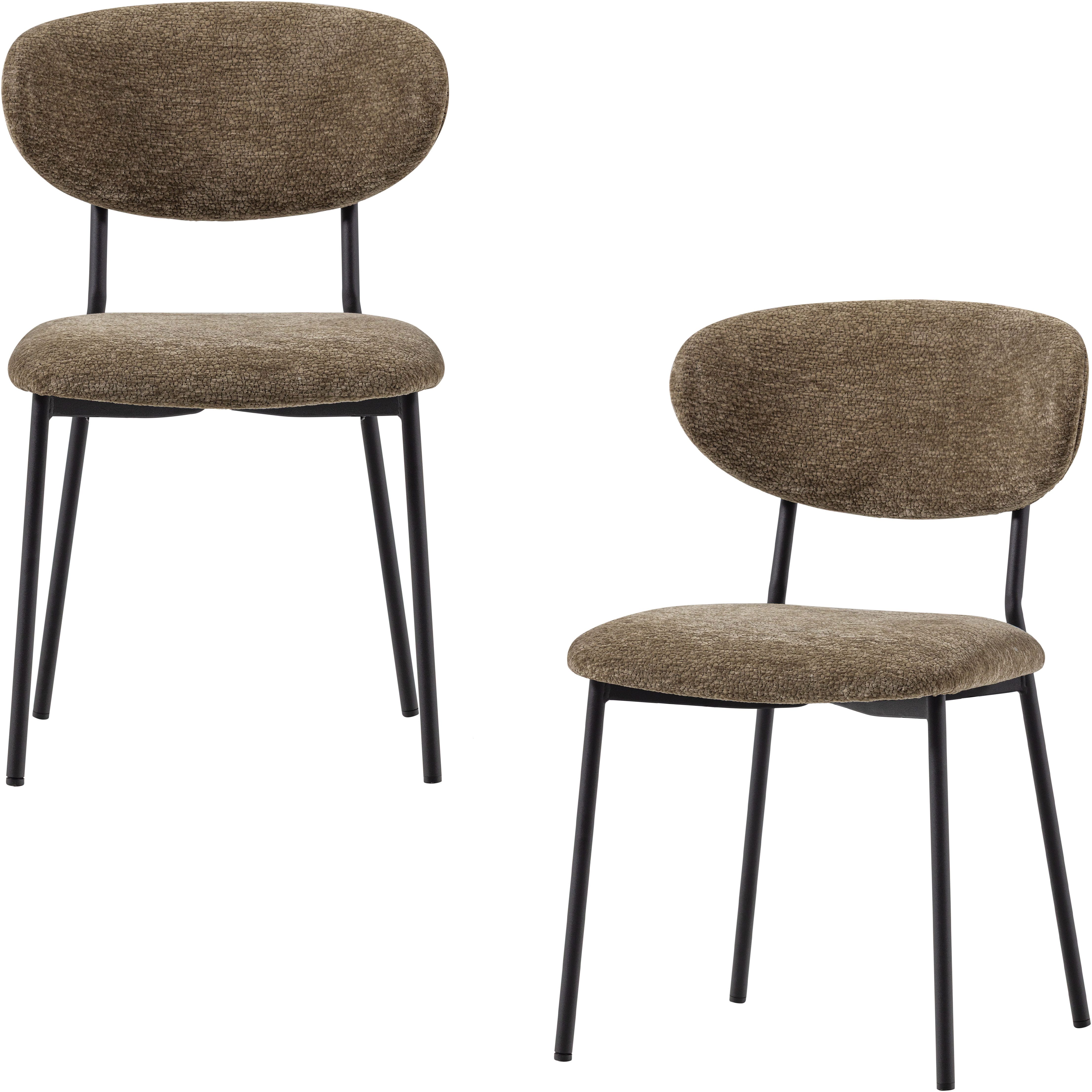 WOOOD Esszimmerstuhl Kjeld stapelbar mit Bezug und Metallgestell, B 47 x T 53 x H 79 cm (Set, 2 St), (Set, 2 St) Chenille, Geringe Verschleißfestigkeit, Tragkraft 120 kg