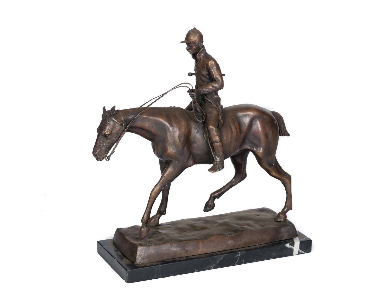 Figur Aubaho Reiter Pferd Bronze 9,4 Bronze Skulptur Skulptur kg Bronzeskulptur Jockey