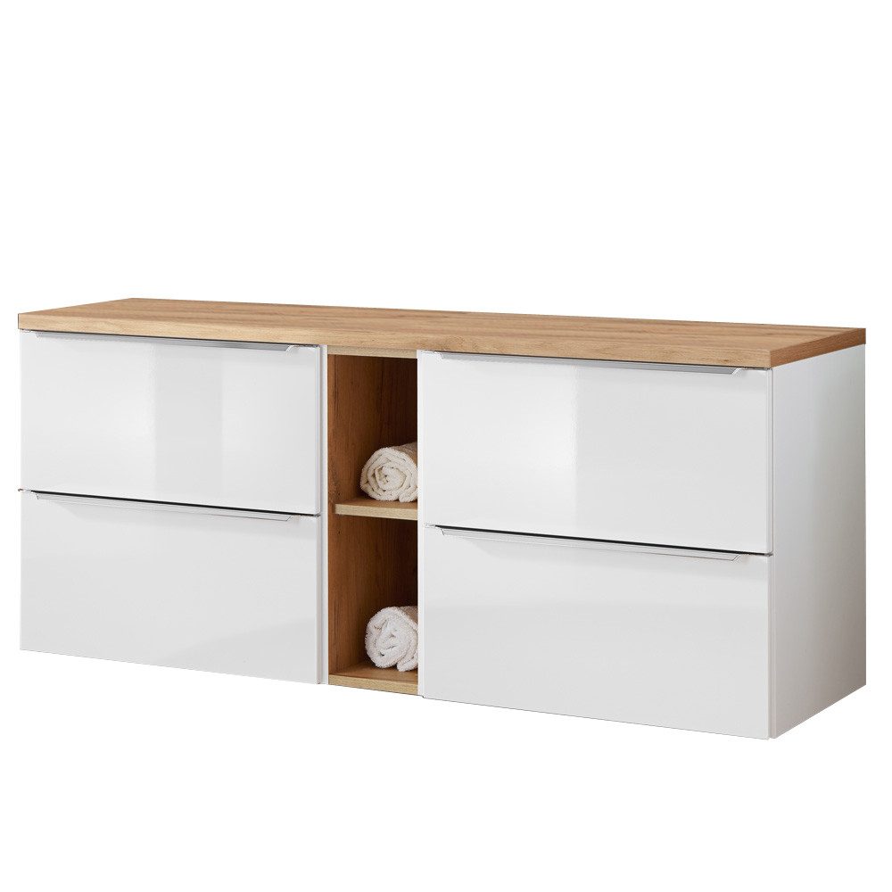 Lomadox Waschbeckenschrank TOSKANA-56 weiß Eiche 141/59,5/46 cm günstig online kaufen
