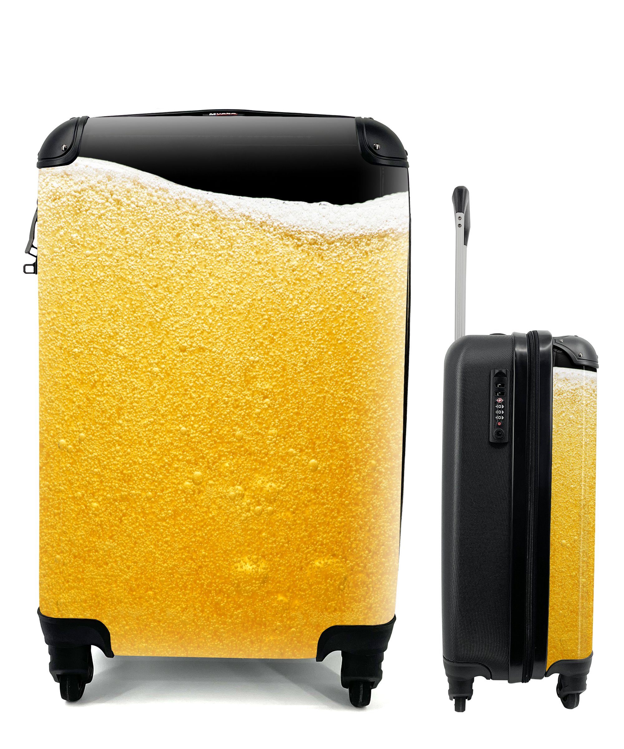 4 Bierglases mit Handgepäckkoffer MuchoWow Nahaufnahme für eines Reisekoffer rollen, Schaum, Reisetasche Trolley, Ferien, mit Handgepäck Rollen,