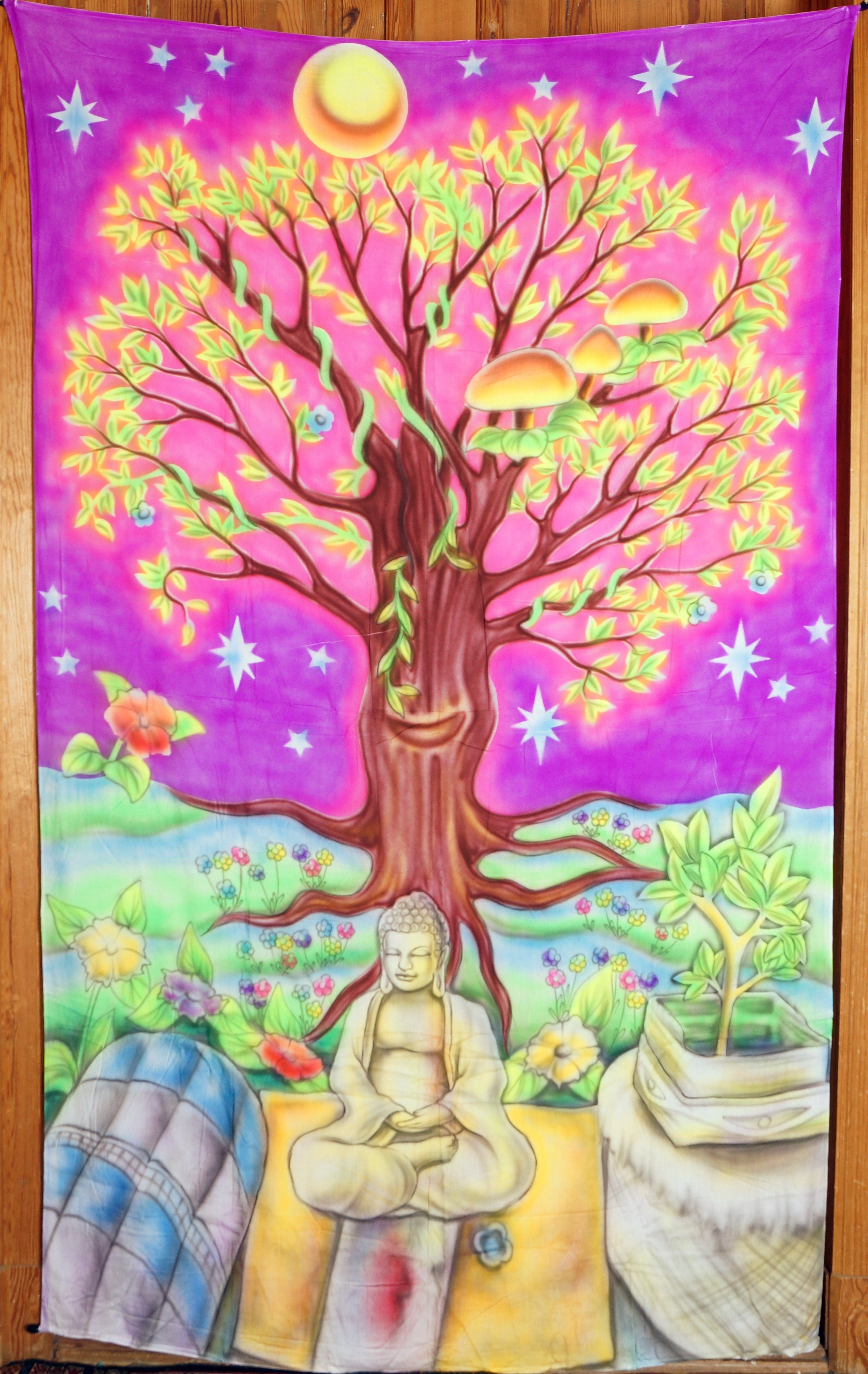 Guru-Shop Wandteppich Goa Wandtuch, UV Schwarzlicht Wandbehang,.., Höhe: 200 mm